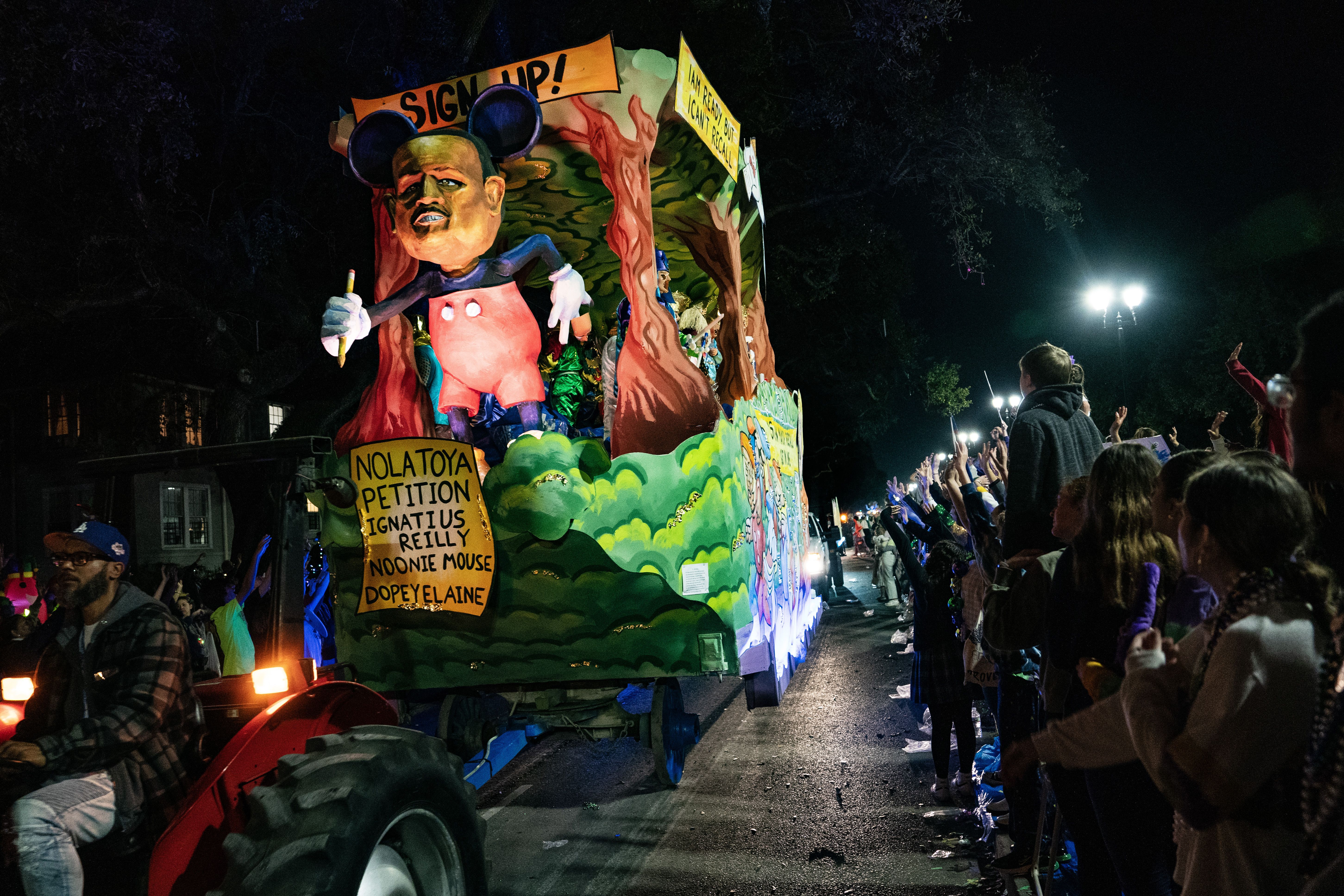 Photo shows a float in the Knights of Chaos parade