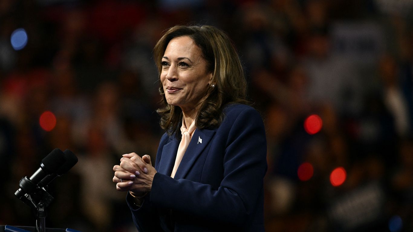 Now atop the ticket, Harris pivots from some progressive policies image