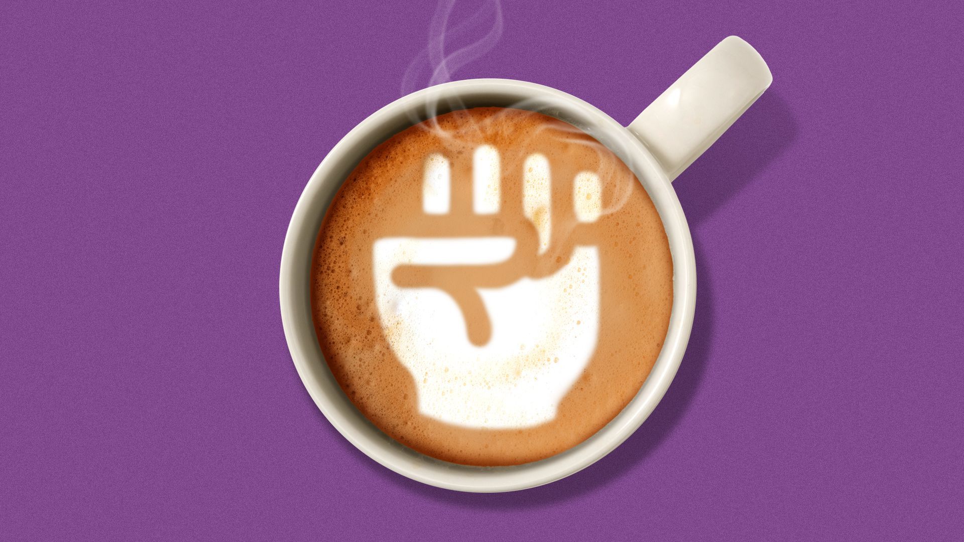 Illustration of latte with a foam fist in the middle