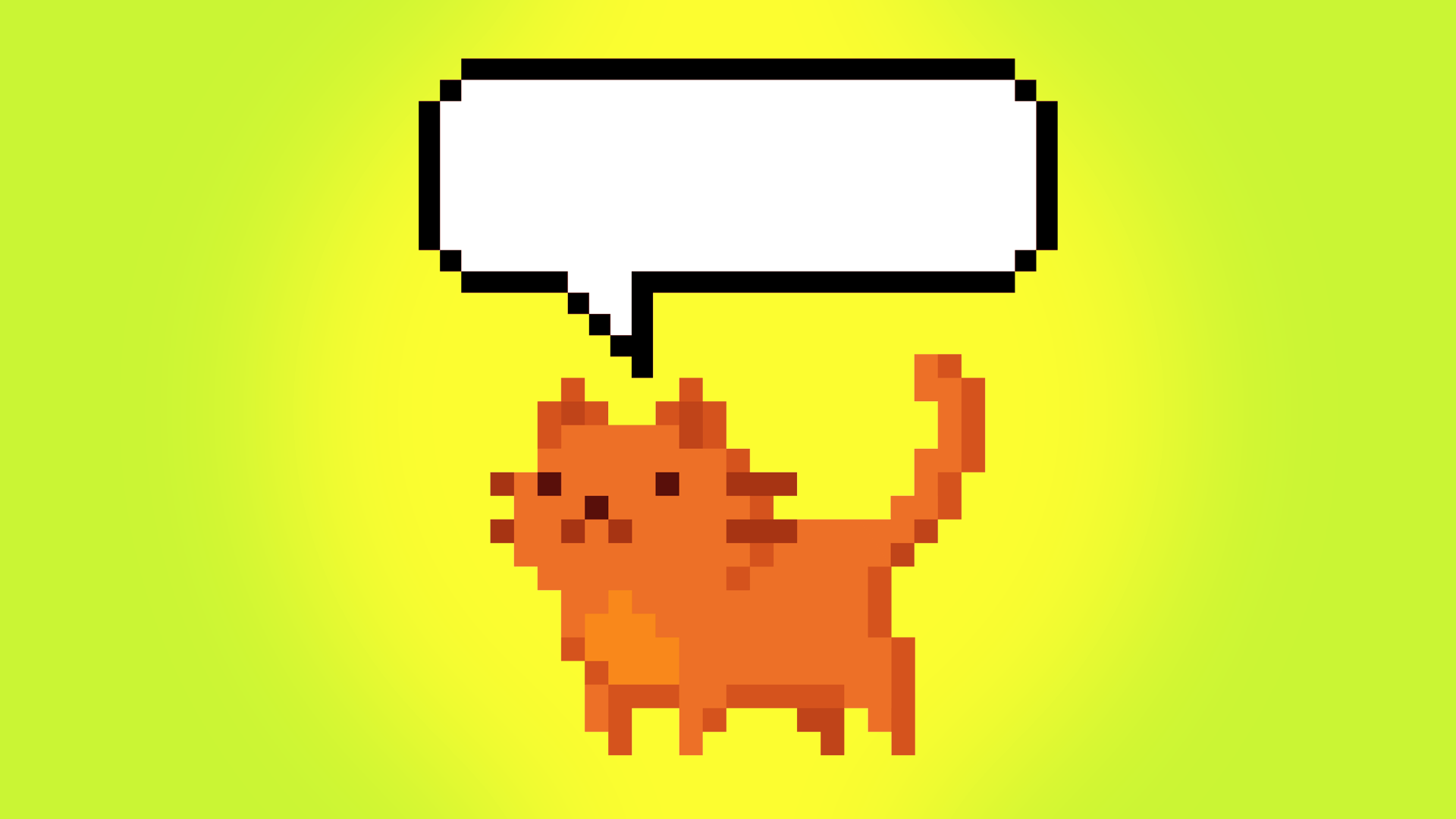 Animated gif of a digital cat saying meow 