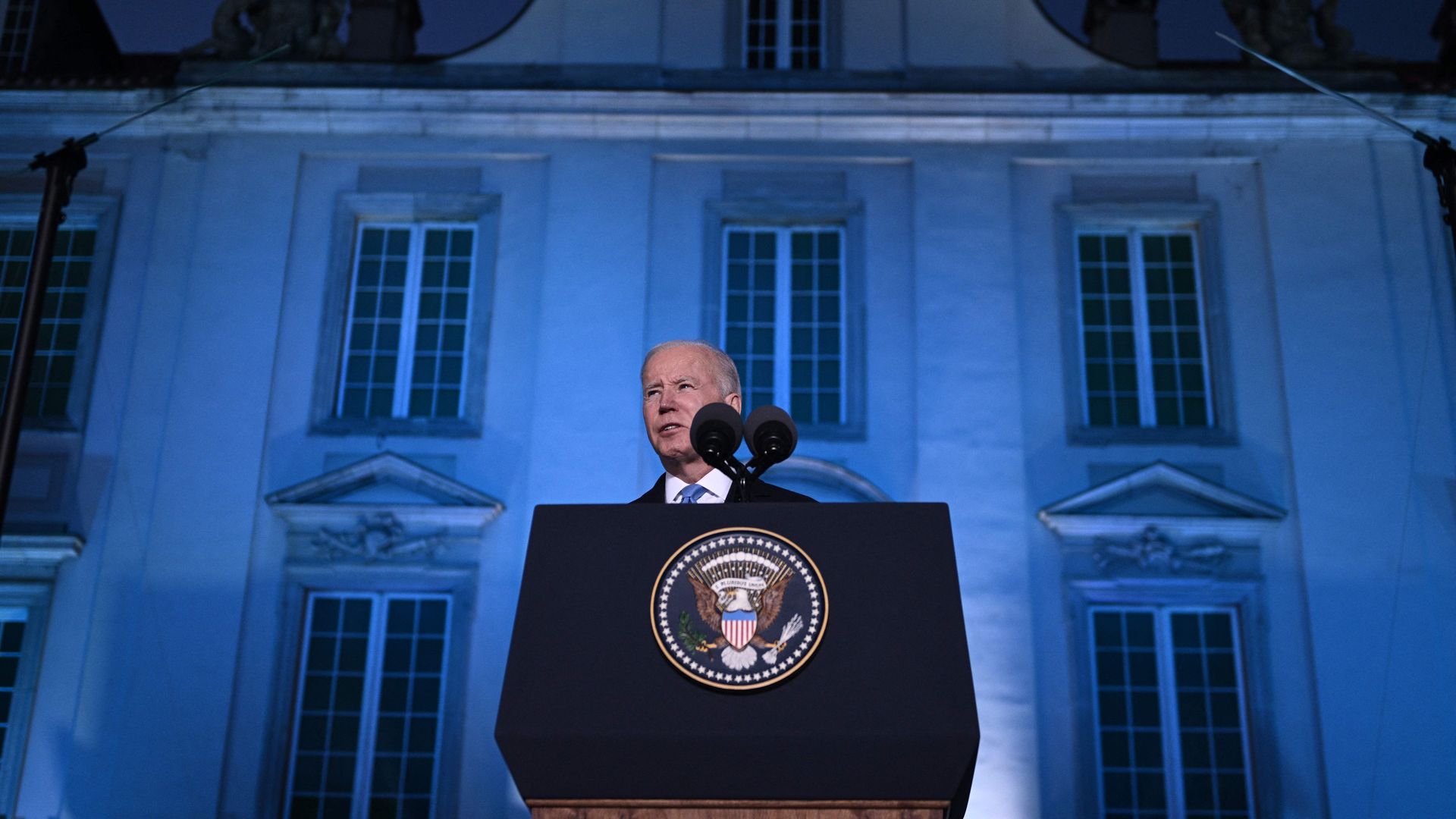 President Joe Biden delivers a speech at the Royal Castle in Warsaw, Poland on March 26, 2022.