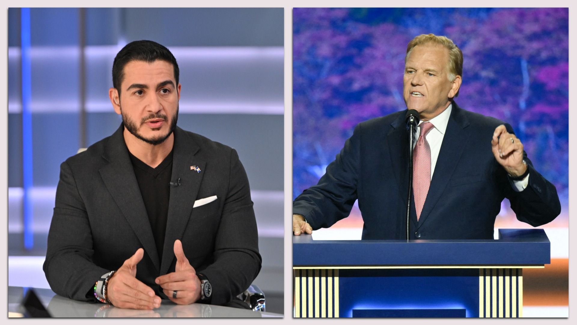 Abdul El-Sayed this week on Fox News; Mike Rogers at the Republican National Committee midterm convention.