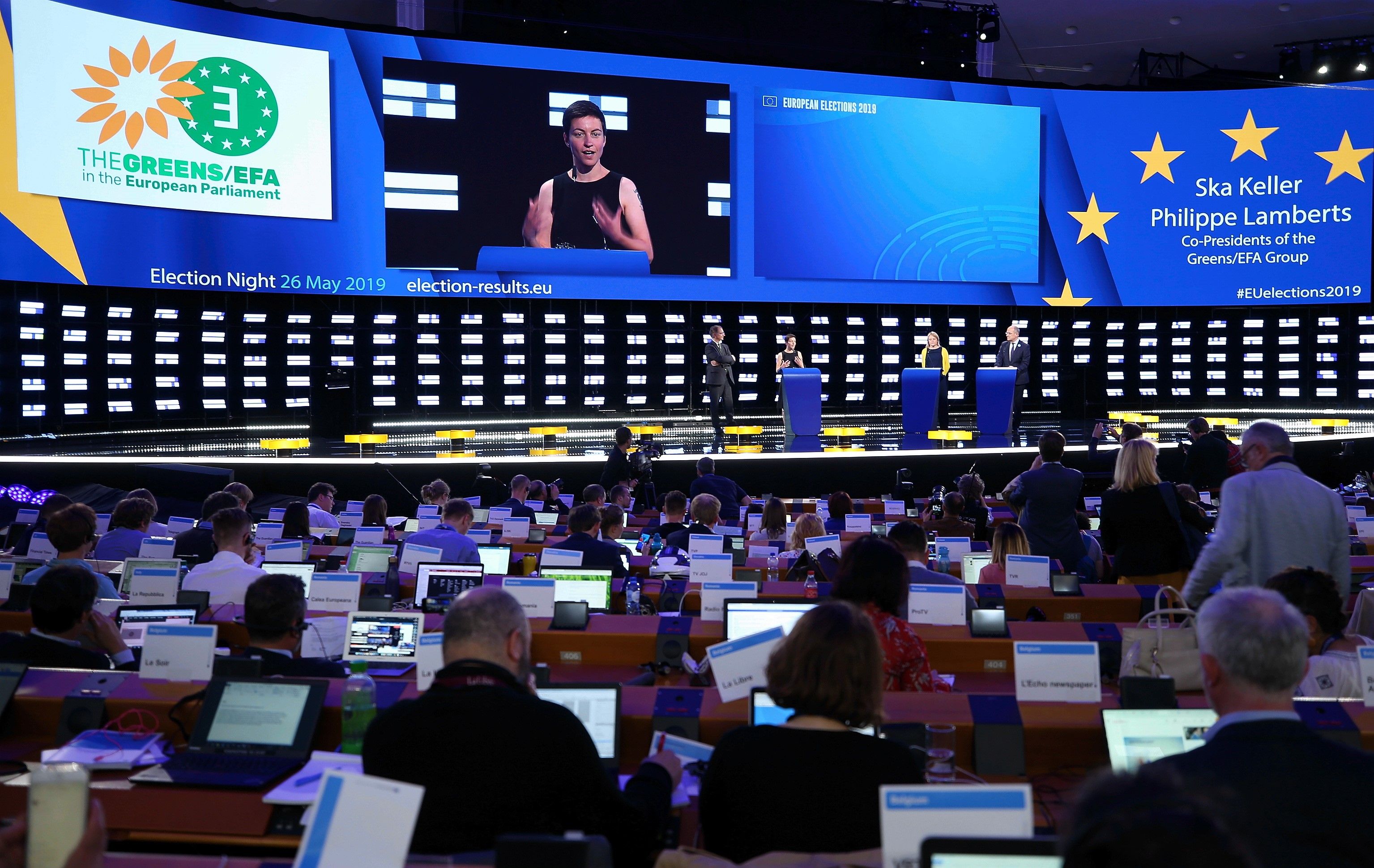 Ska Keller Co-President of the Greens/EFA Group at EP General Assembly Hall, on May 26, 2019 in Brussels, Belgium. 