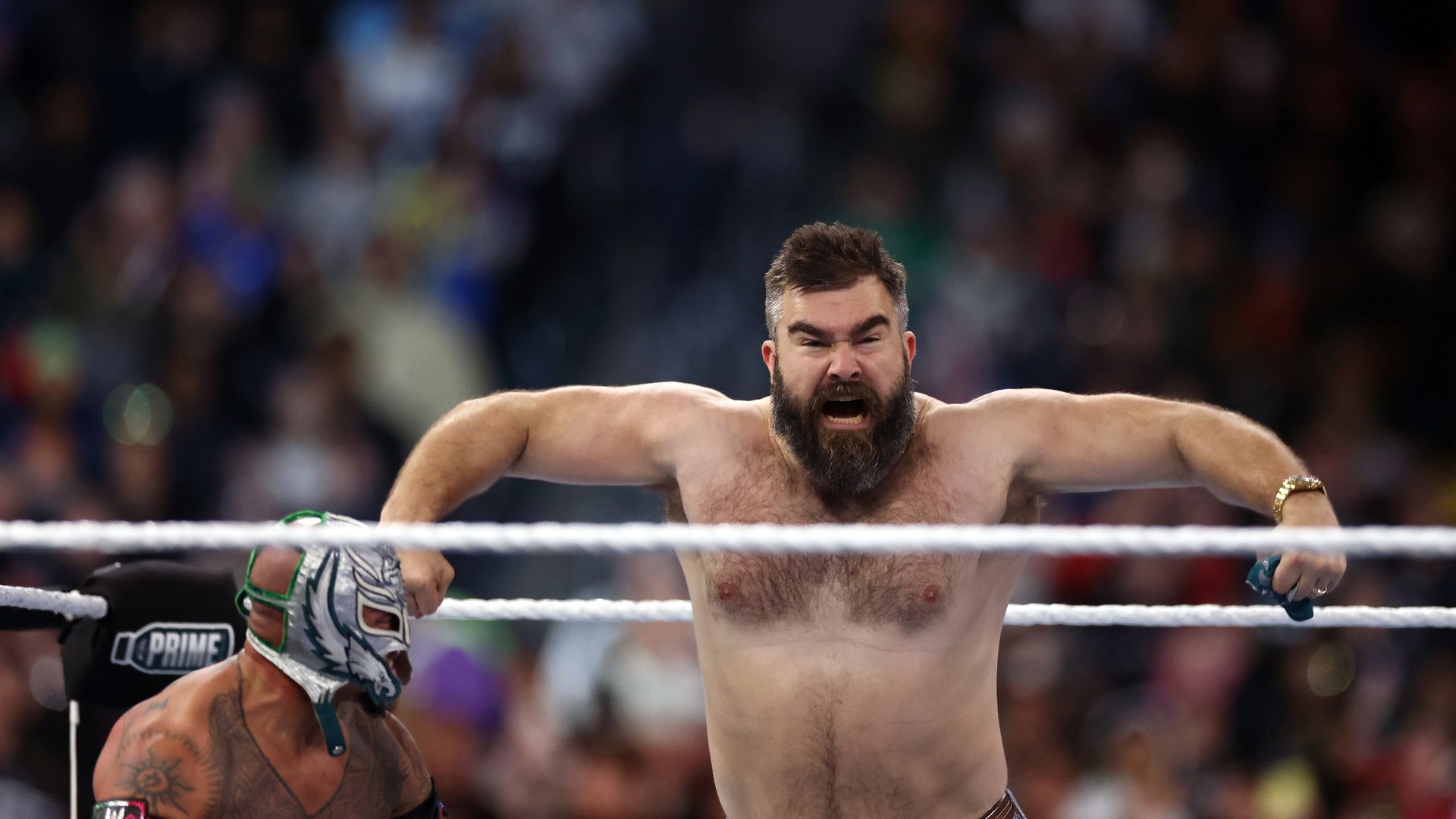 Jason Kelce at Wrestlemania 40.