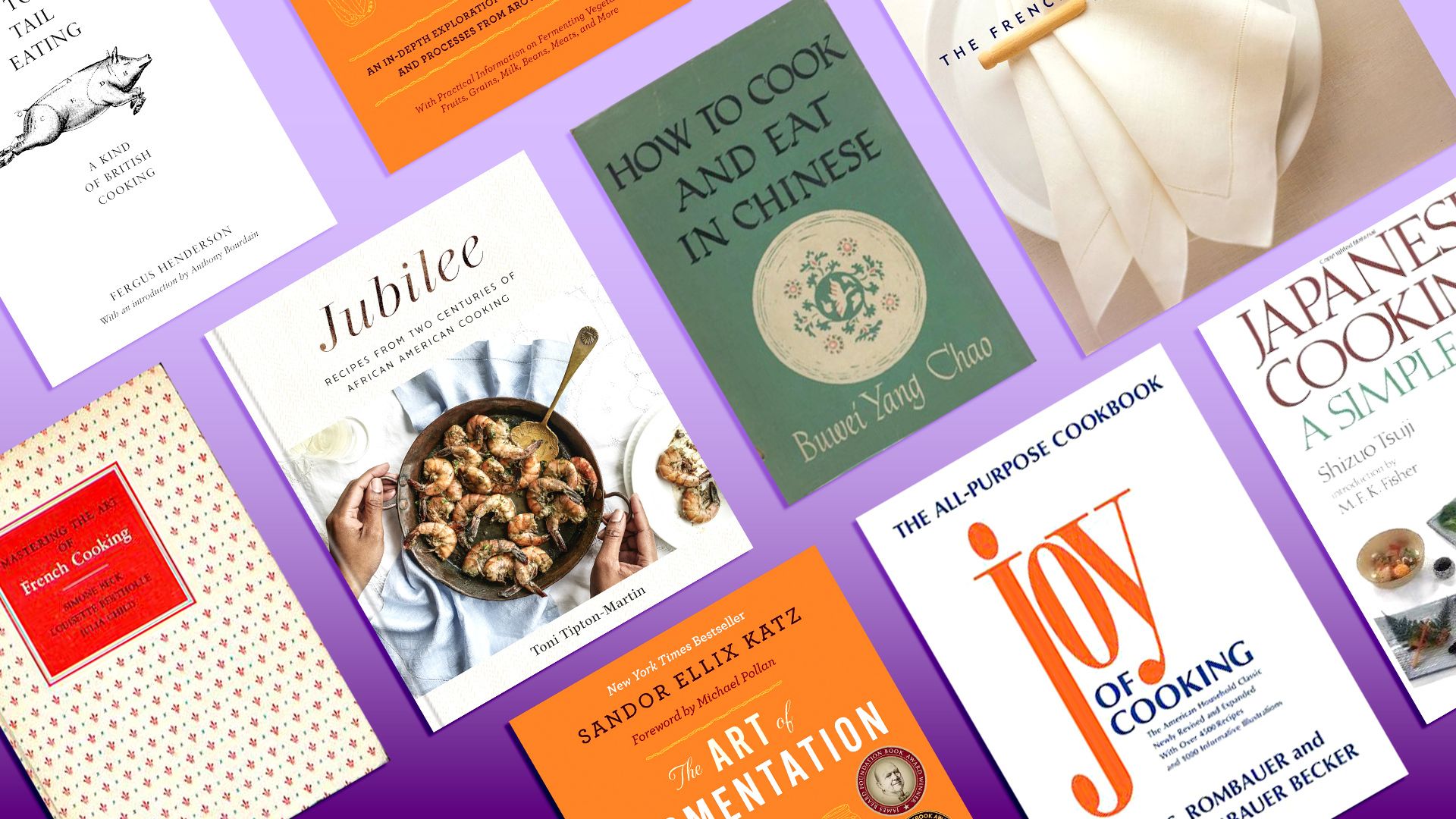 An arrangement of cookbook covers