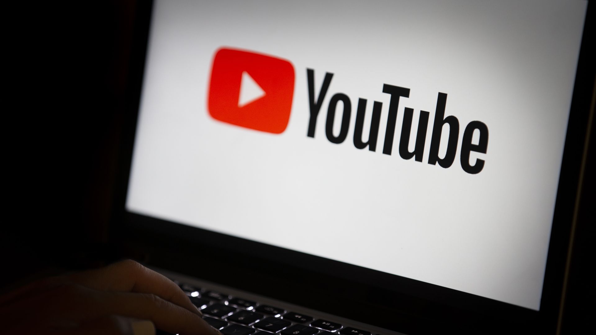 YouTube logo on computer.