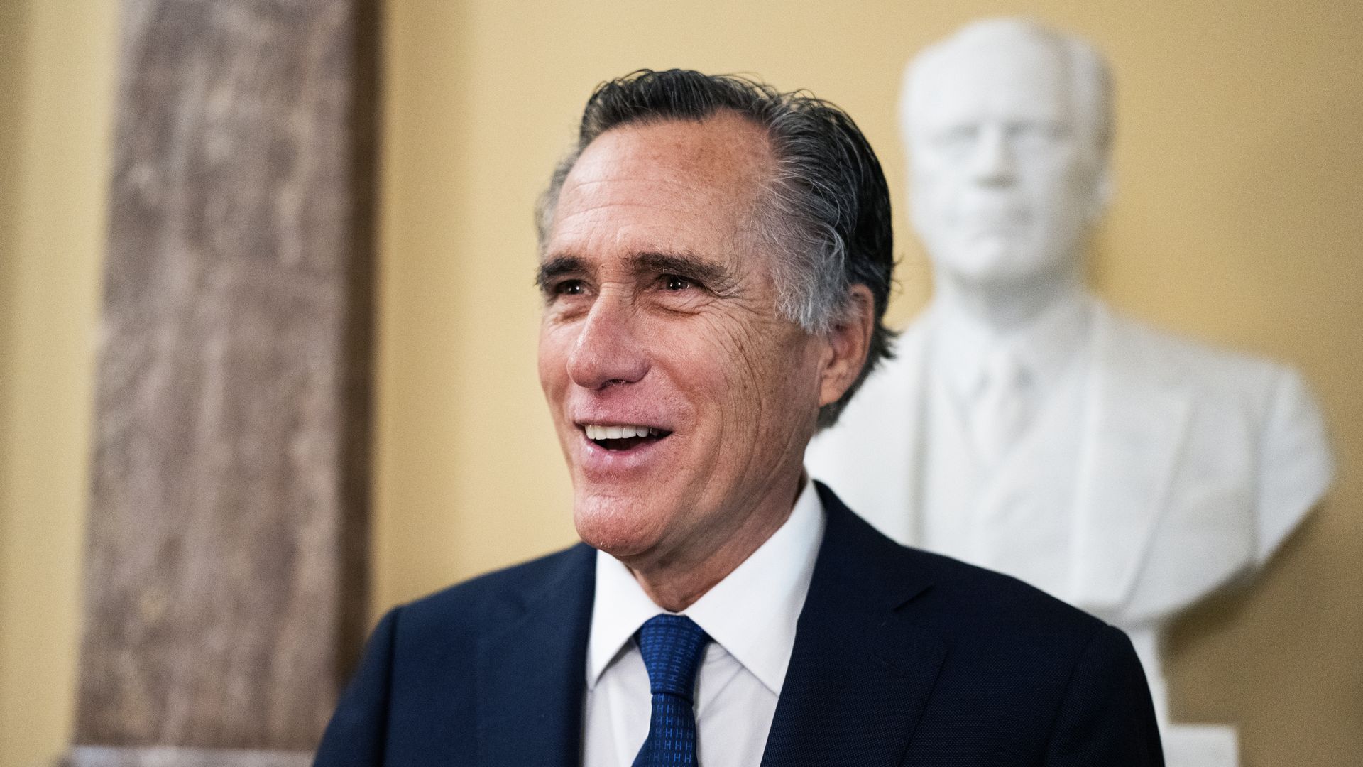 Sen. Mitt Romney, R-Utah, is seen in the U.S. Capitol before the Senate passed procedural votes on the House passed foreign aid package on Tuesday, April 23, 2024. (Tom Williams/CQ-Roll Call, Inc via Getty Images)
