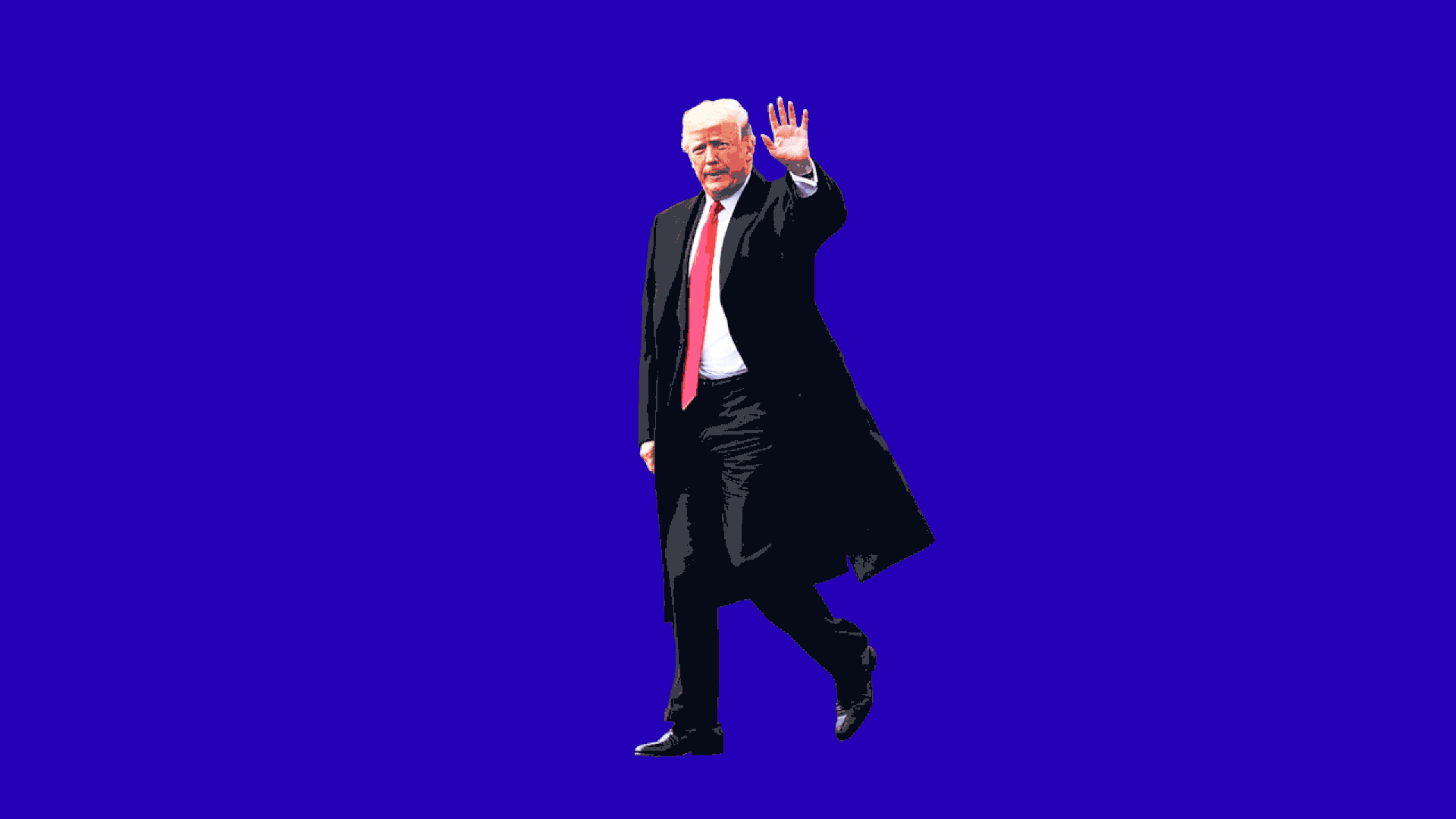 An illustrated Trump gif of hime free falling into an abyss 