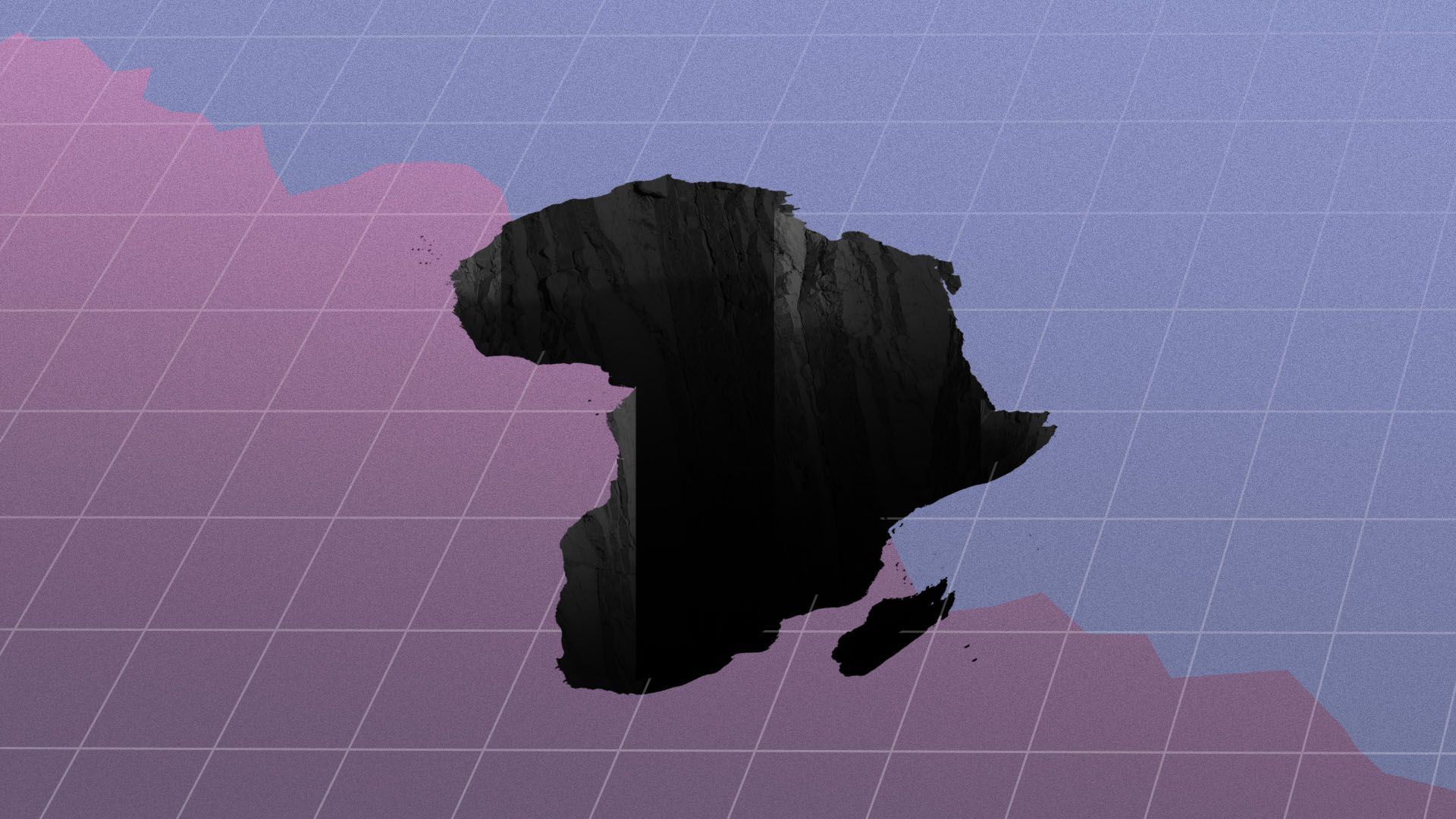 Illustration of a downward trending chart with a hole in the shape of the African continent in the middle