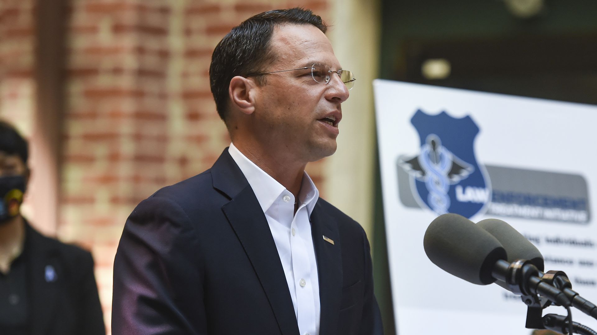 Pennsylvania Attorney General Josh Shapiro speaks at a press conference.
