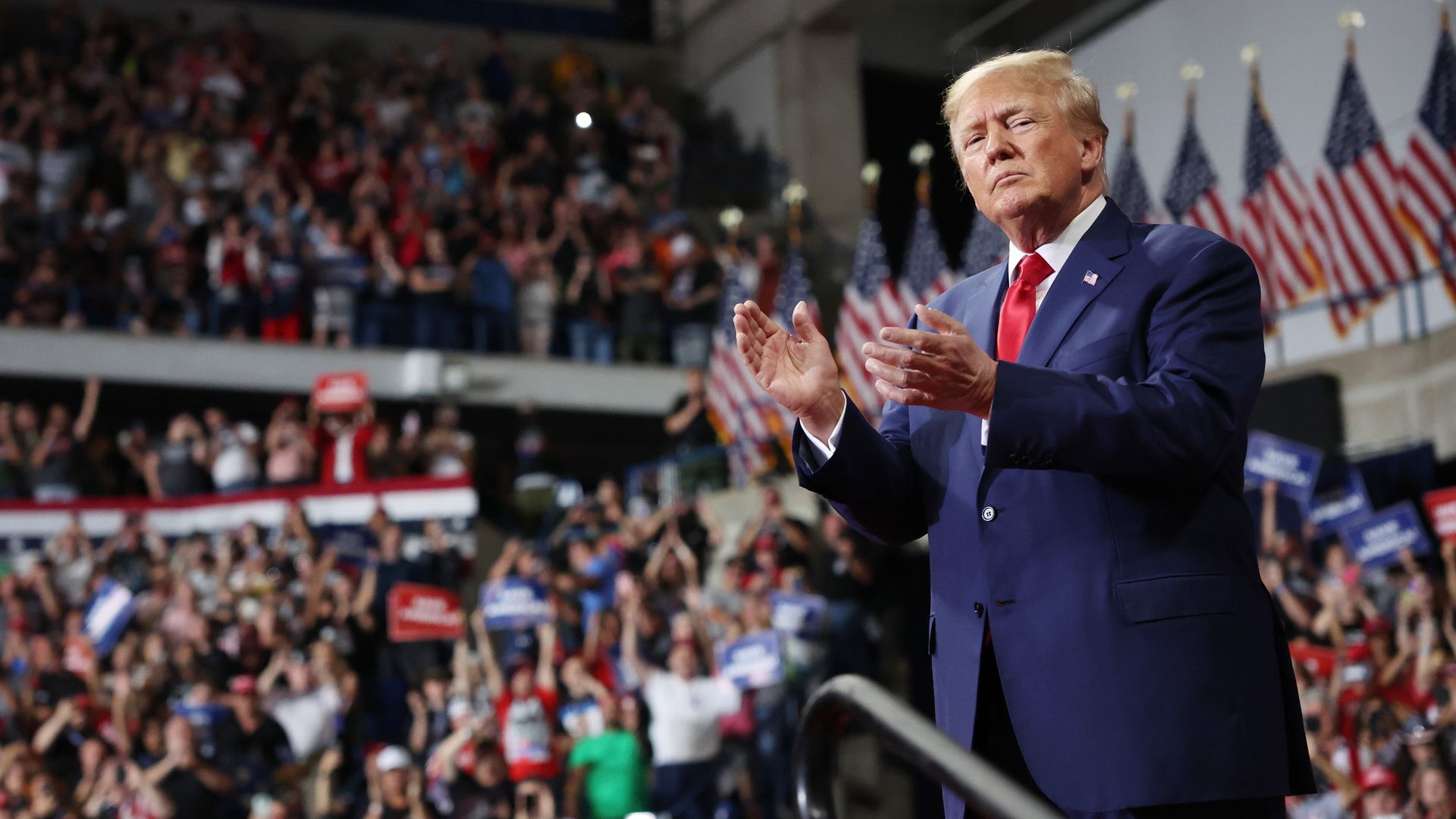 Former president Donald Trump speaks to supporters at a rally to support local candidates on September 03, 2022