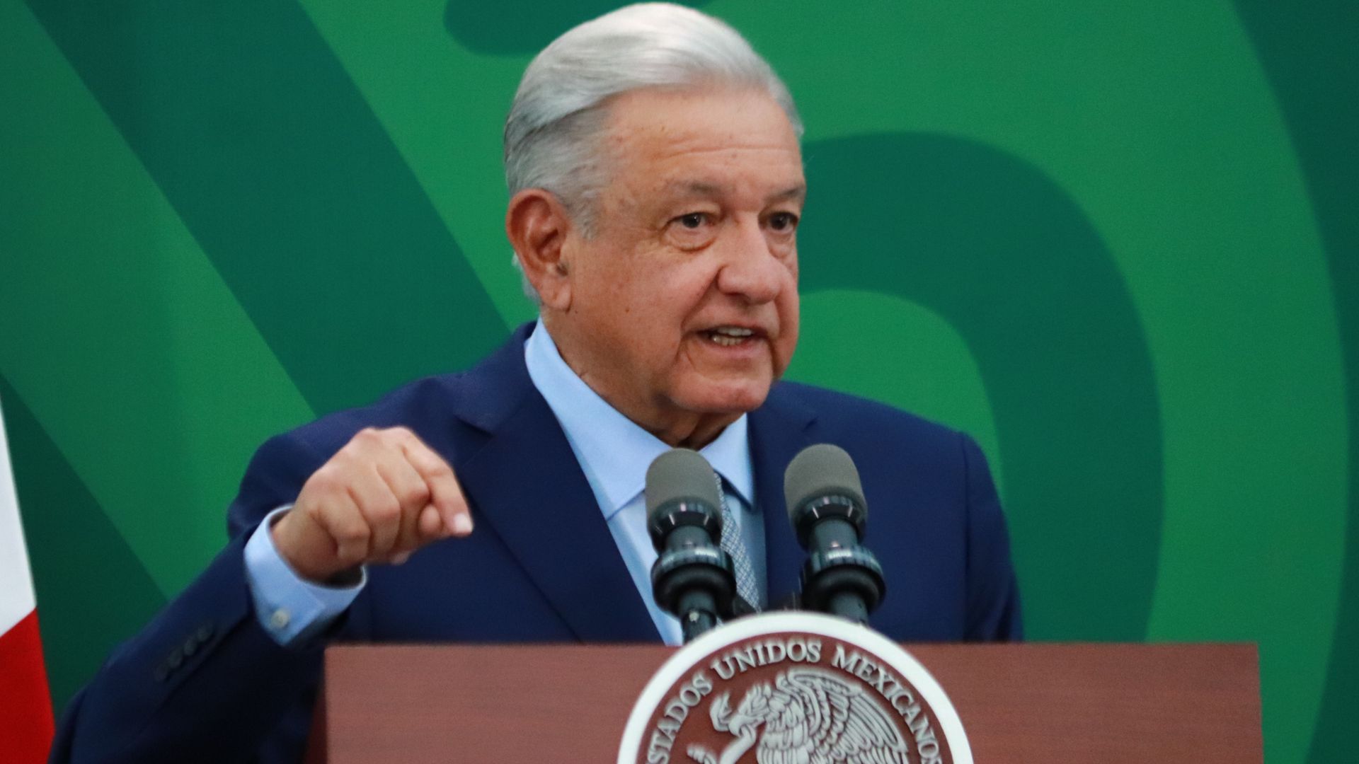 Mexico's President Andres Manuel Lopez Obrador speaks during his briefing morning conference , at the Intelligence Center of the Ministry of Public and Citizen Security.