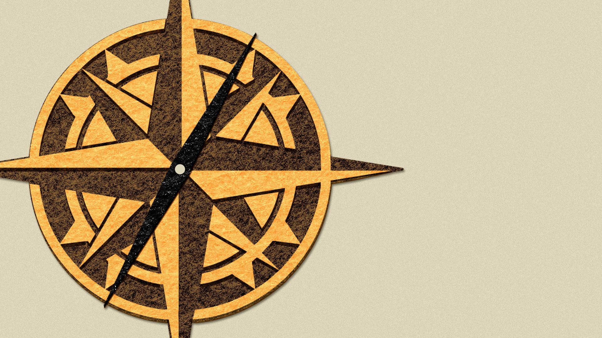 Illustration of a compass rose made of felt.