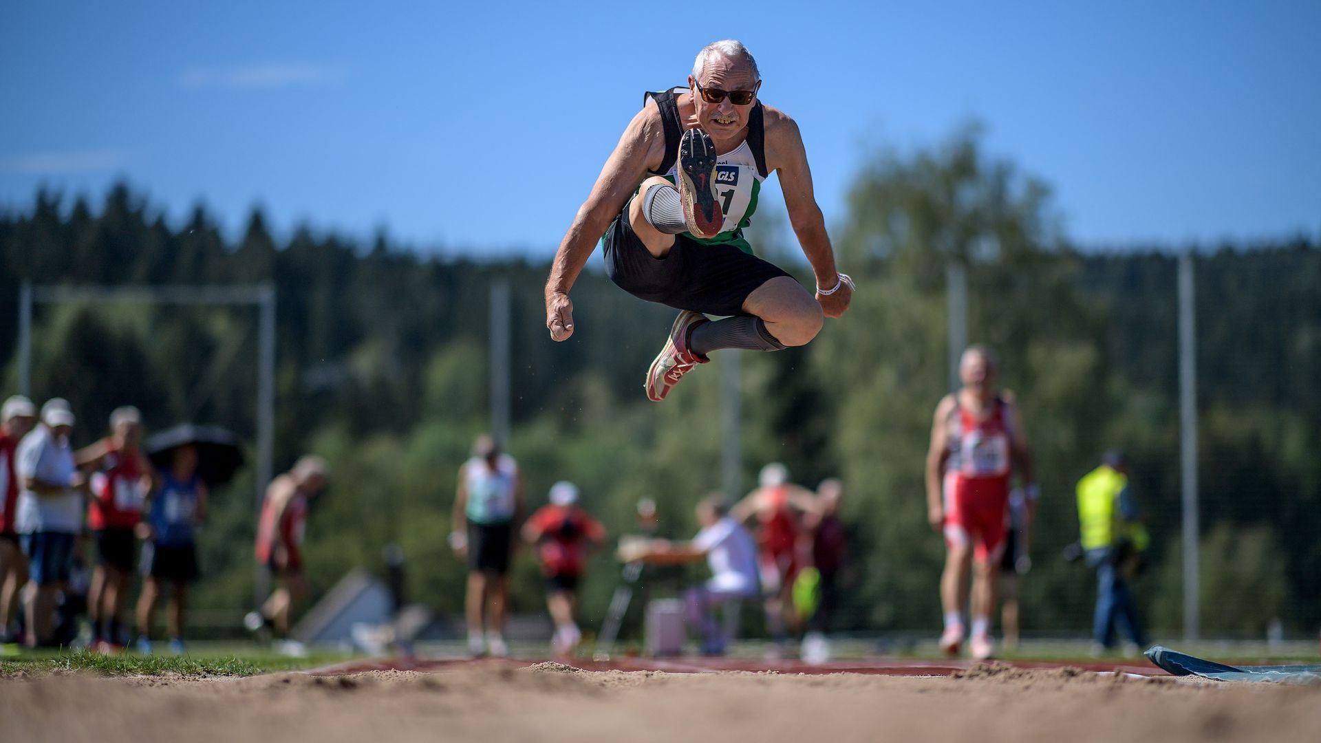 Old man jumping