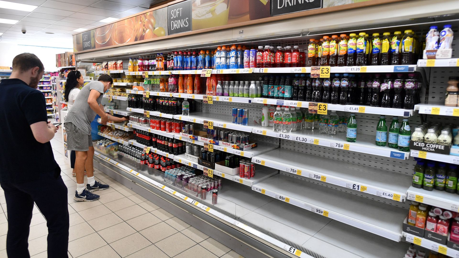 Empty shelves at a Tesco supermarket in central London on July 22, 2021