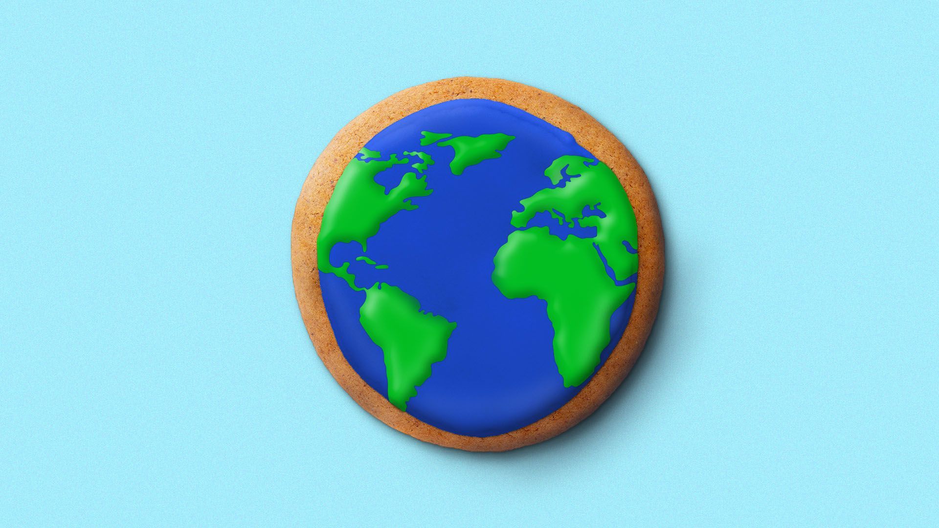 illustration of a sugar cookie that has been frosted to look like earth