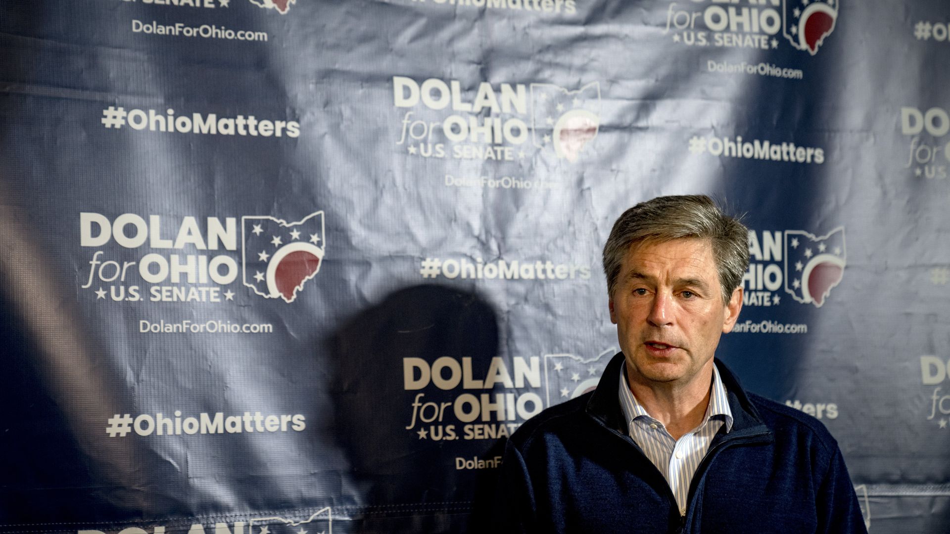 Republican U.S. Senate candidate Matt Dolan addresses the media after his loss to J.D. Vance during an election night watch party at the Tavern of Independence on May 3, 2022