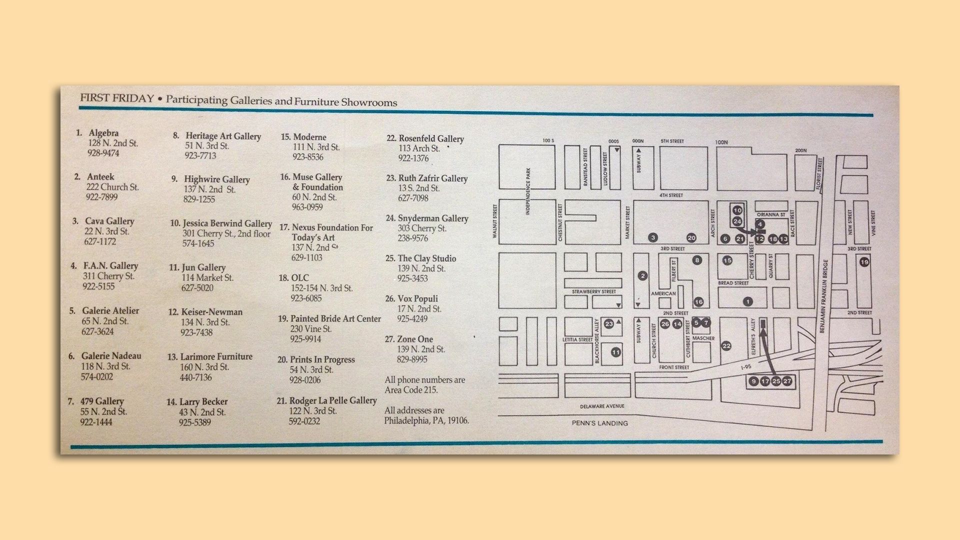 One of the original First Friday maps from 1991. Photo courtesy of Old City District 