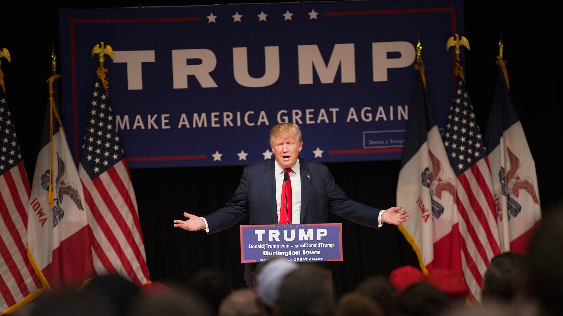 Donald Trump at a 2016 presidential campaign rally. 