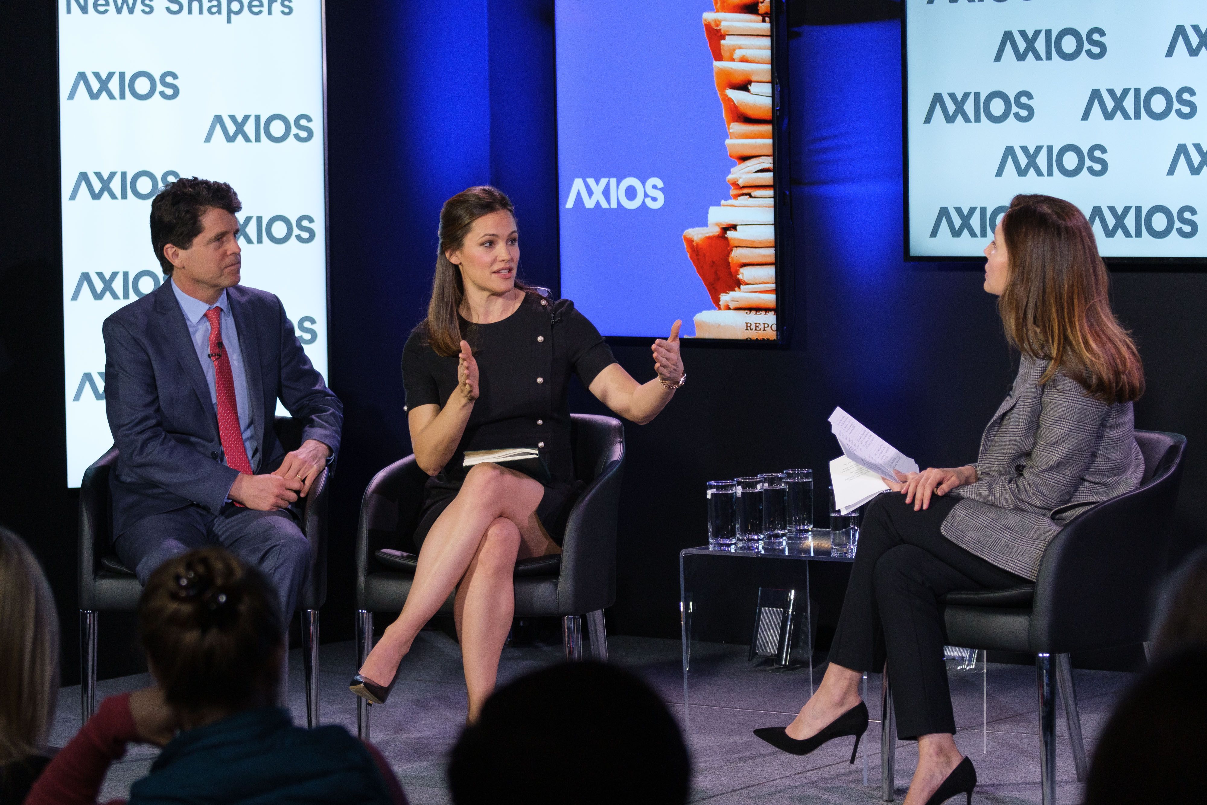 Save the Children's Mark Shriver and Jennifer Garner in conversation with Axios Executive Vice President Evan Ryan