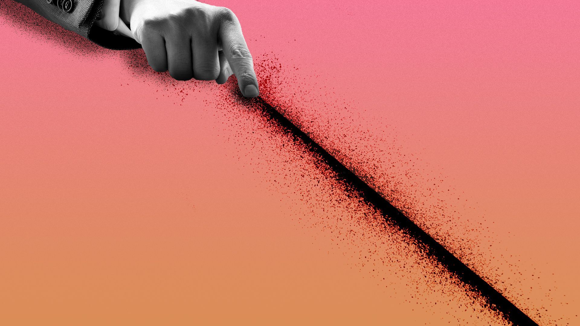 Illustration of a hand drawing a line in sand