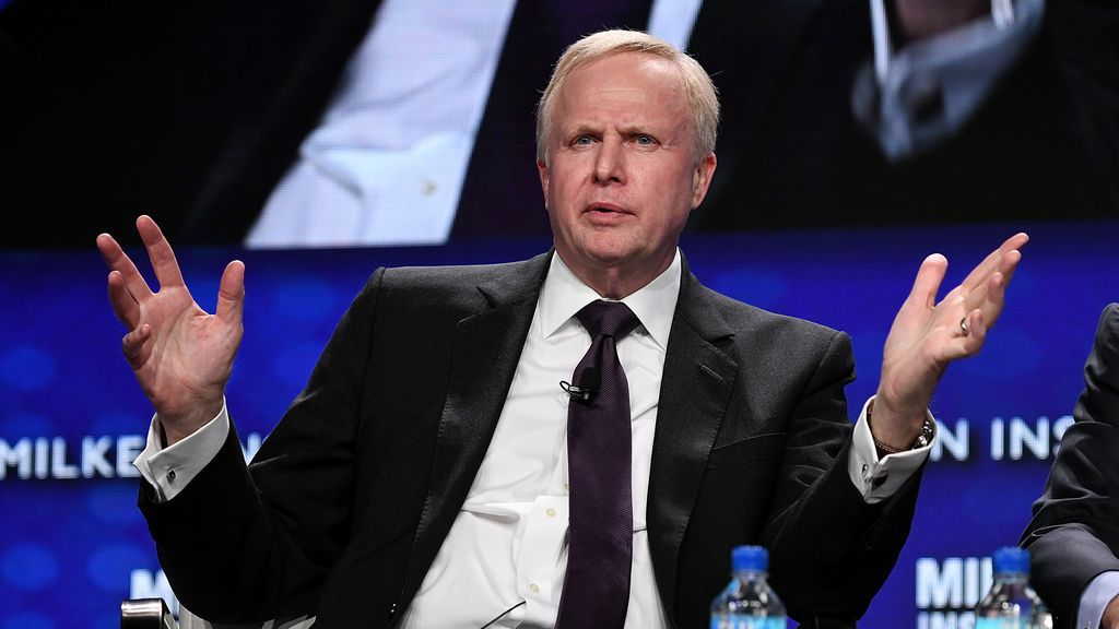 Photo of BP CEO Dudley speaking at a Milken Conference earlier this year.