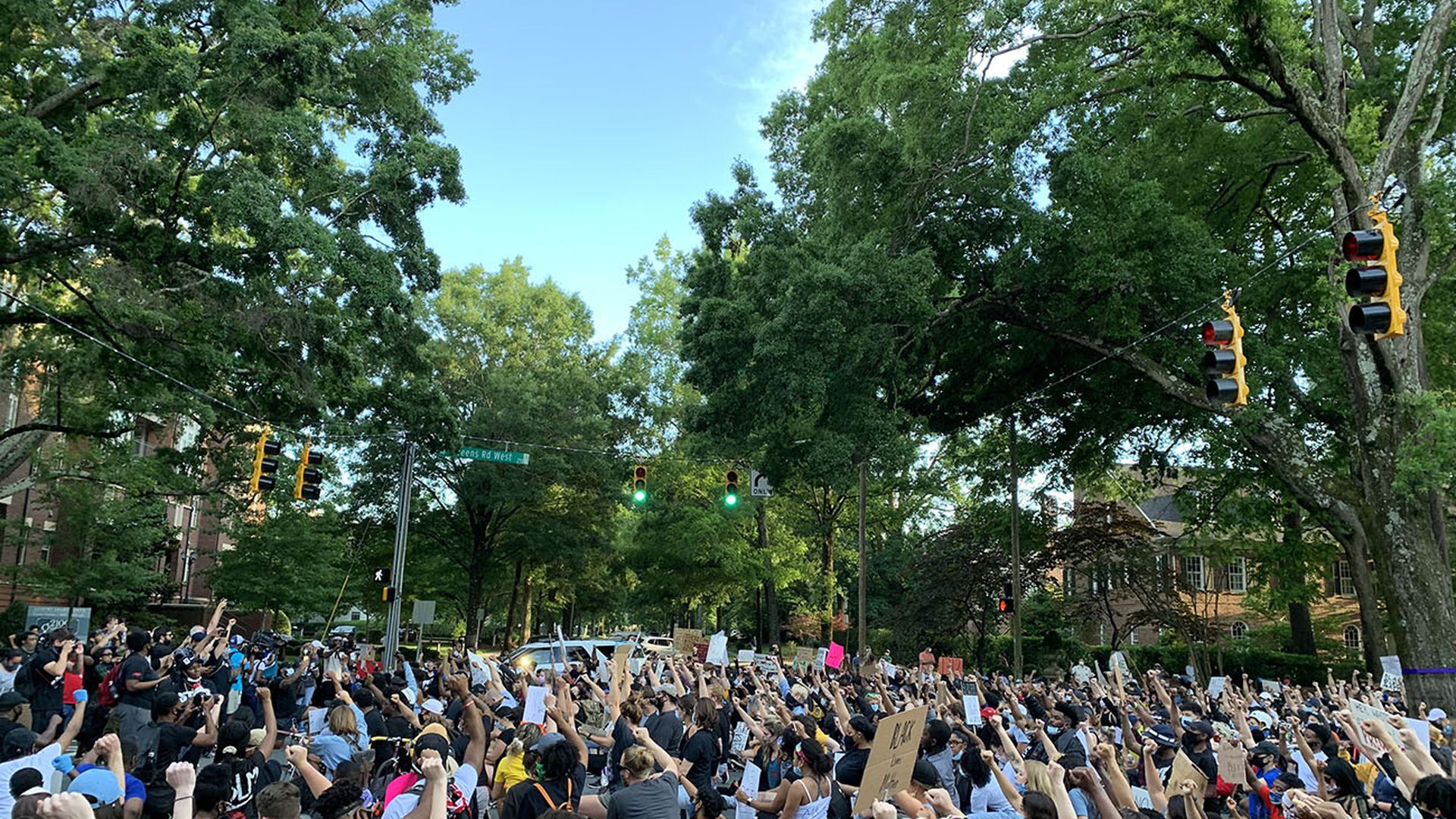 Protesters in Myers Park