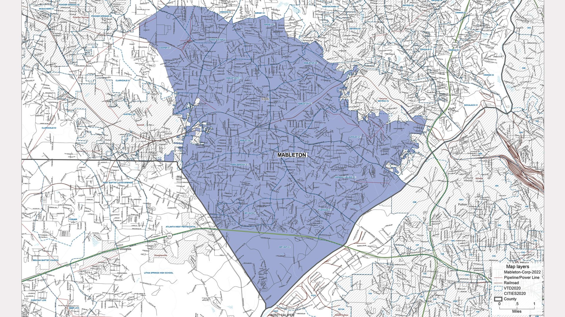 Boundaries for proposed city of Mableton