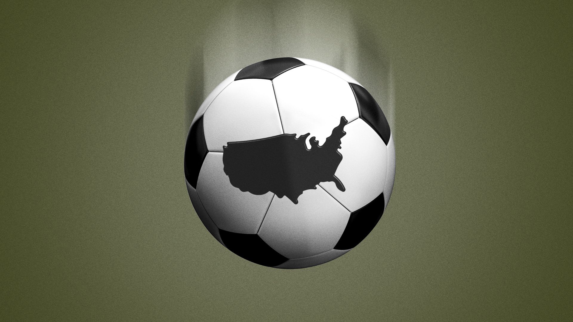 Illustration of a falling soccer ball with one patch replaced by the United States.