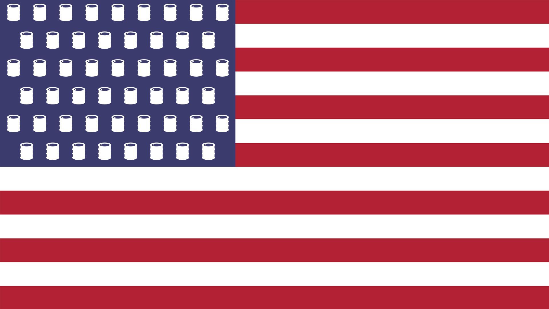 Illustration of an American flag with oil barrels instead of stars