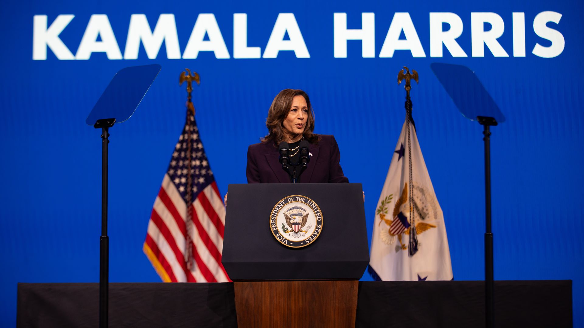 Vice President Kamala Harris speaks during the AFT convention in Houston