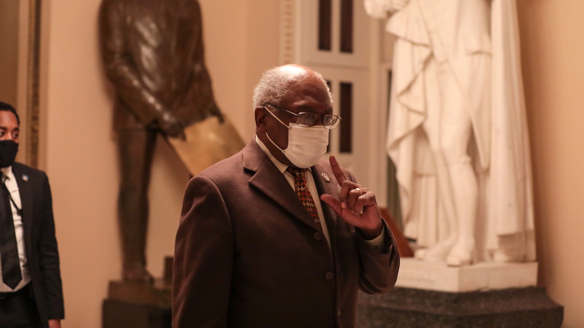 Rep. James Clyburn is seen walking through the U.S. Capitol.