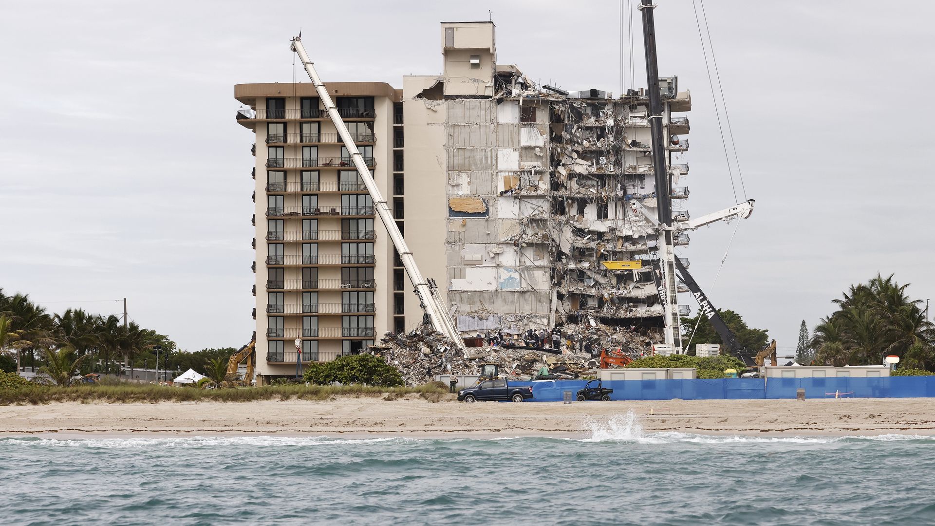 Image of the collapsed condo in Surfside, Florida.