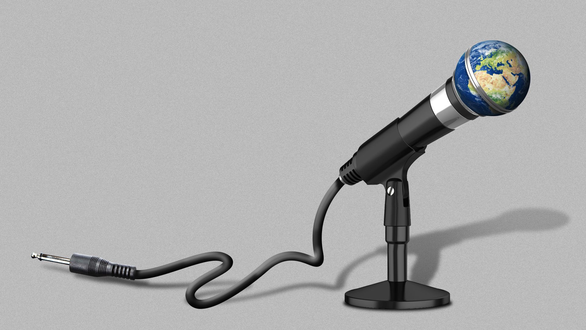 Illustration of an unplugged microphone with a globe for the top