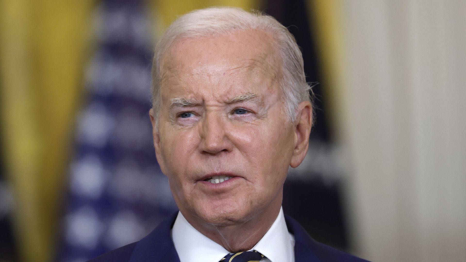Joe Biden delivers remarks on an executive order limiting asylum in the East Room of the White House on June 04,