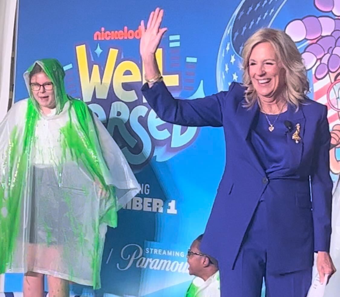 ATTN: Co-Founder and CEO Matthew Segal and First Lady Dr. Jill Biden sliming 5th-grade students in Philadelphia Friday for the debut of Well Versed.