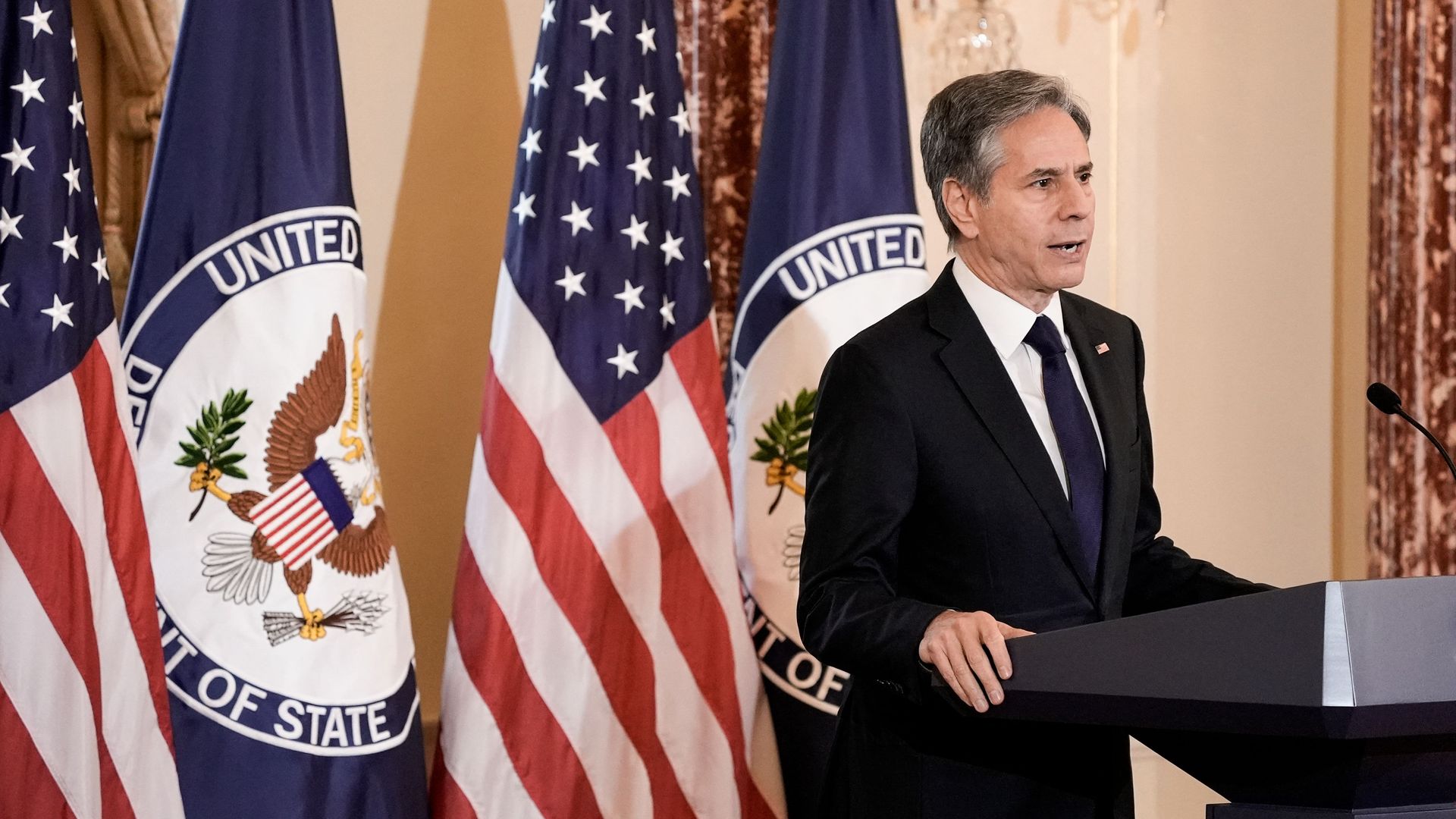 Secretary of State Antony Blinken speaking in Washington, D.C., on July 1.