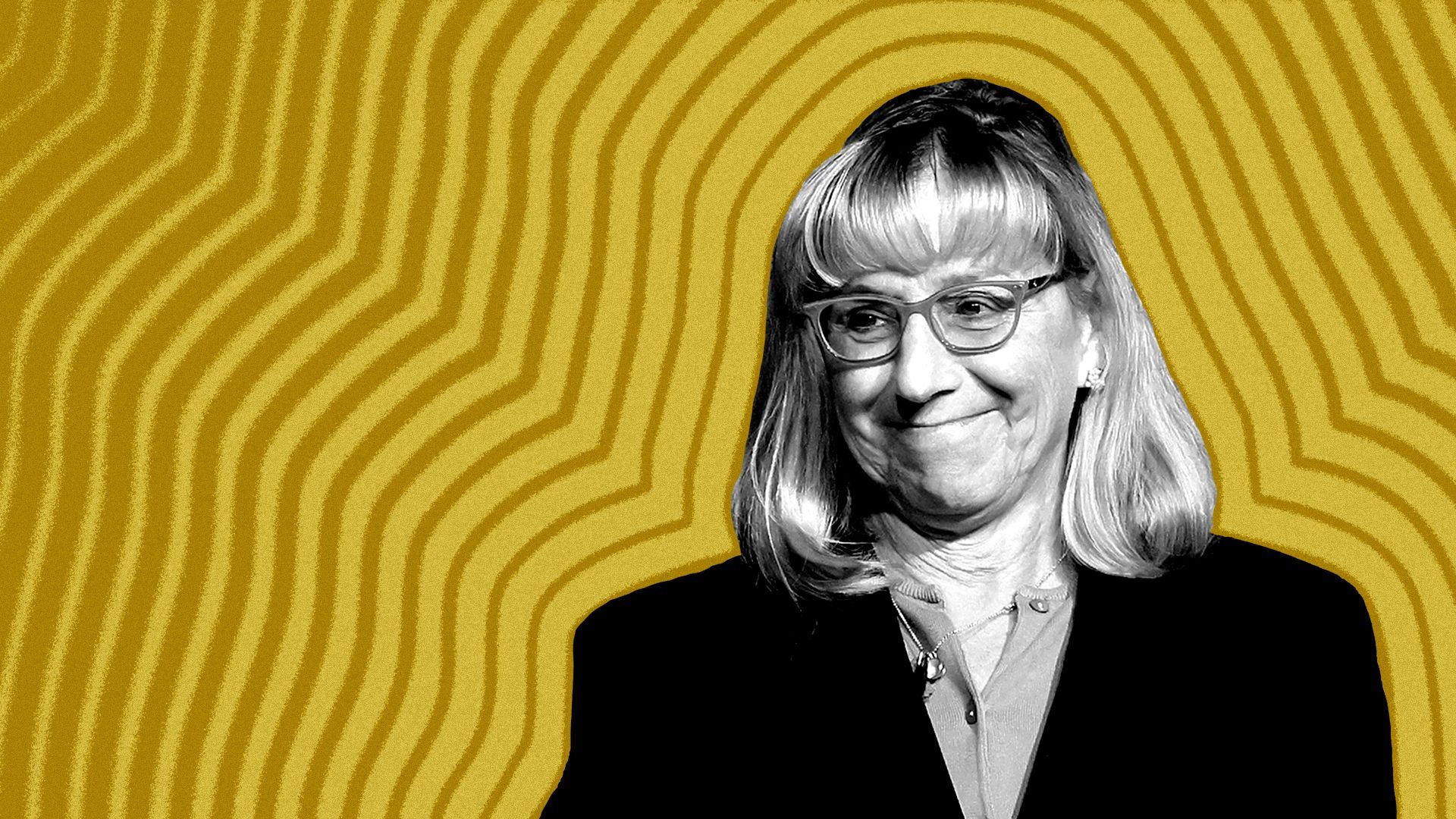 Photo illustration of Senate President Karen Spilka with lines radiating from her. 