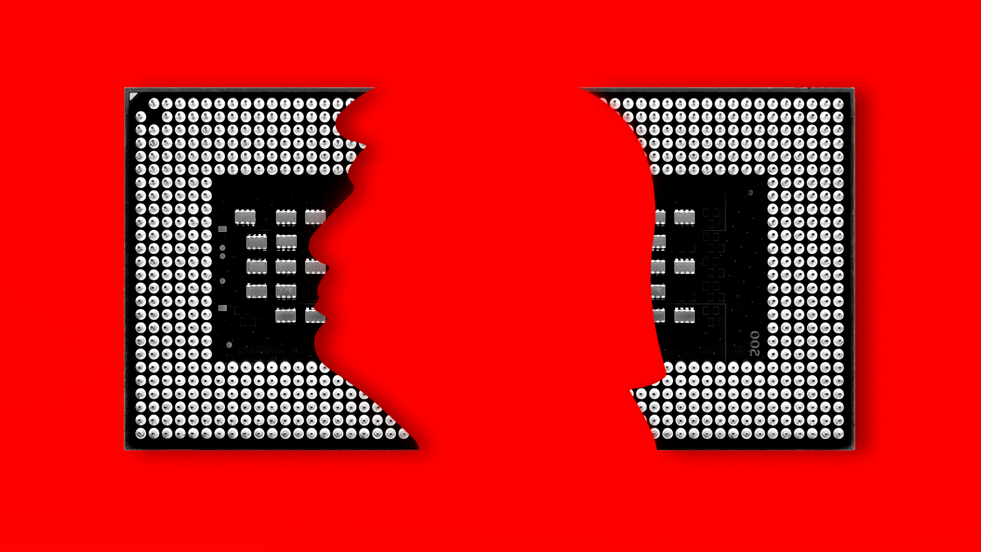 Photo illustration of broken Qualcomm chip