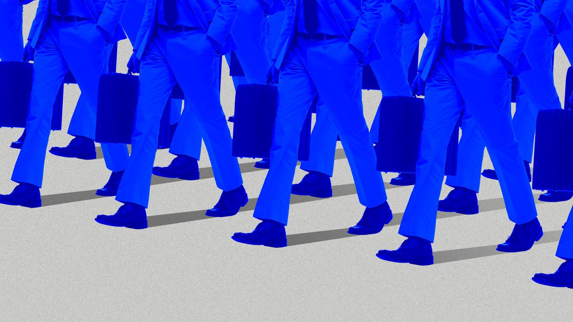 Illustration of a procession of lobbyists with suitcases