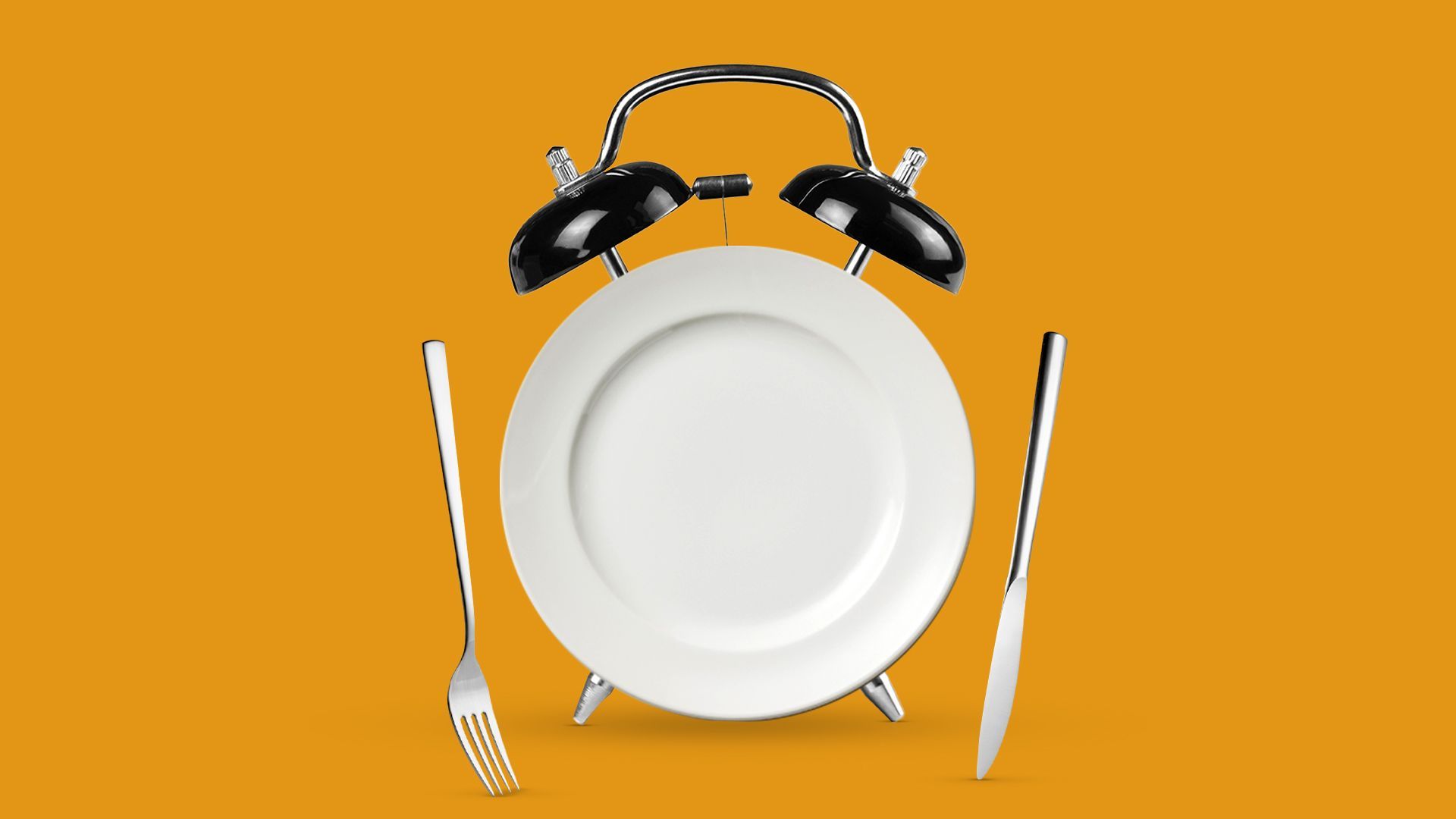 Illustration of an alarm clock made from a dinner plate