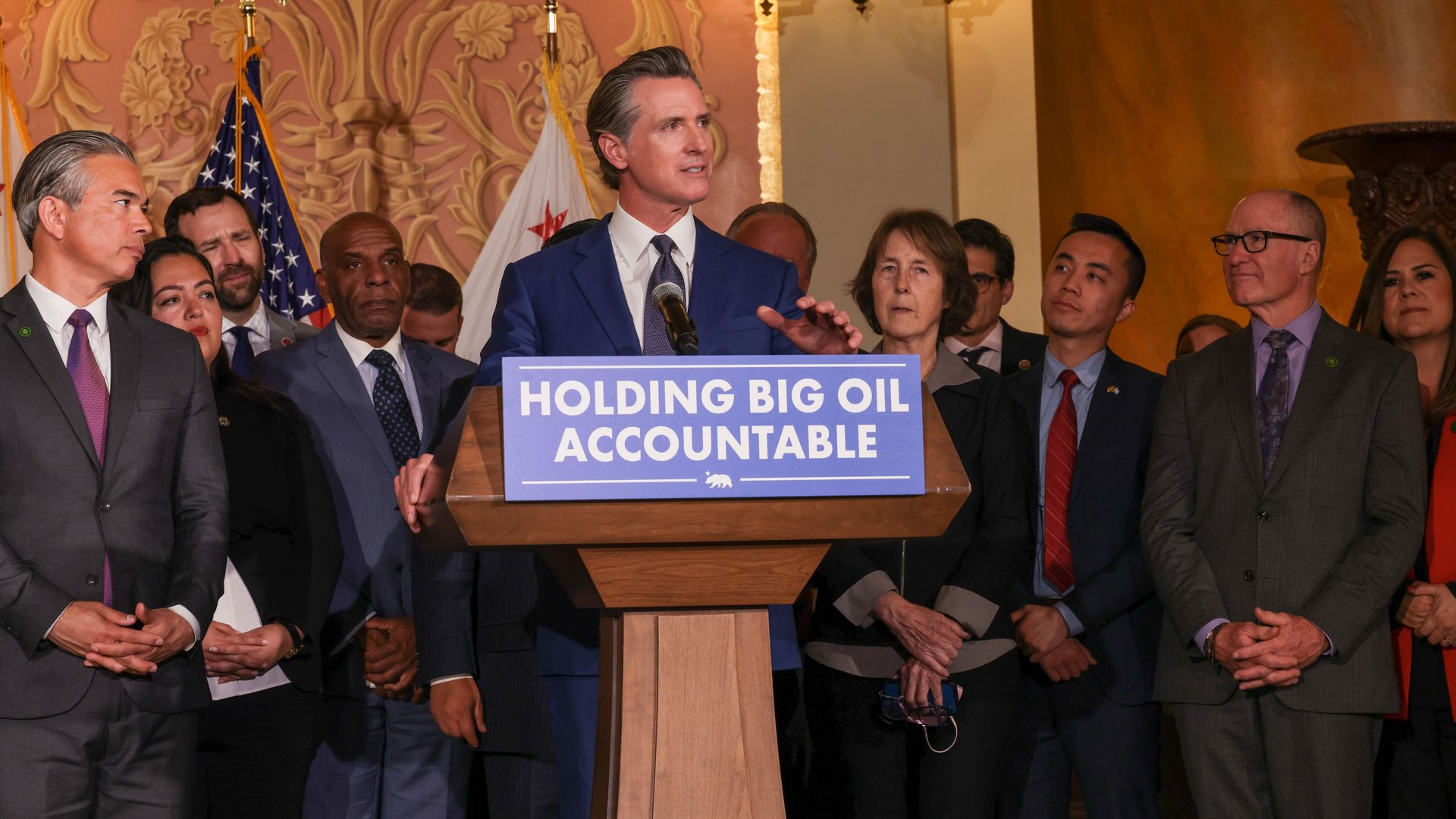 California Gov. Gavin Newsom after signing legislation to implement the strongest state-level oversight and accountability measures on Big Oil in the nation.
