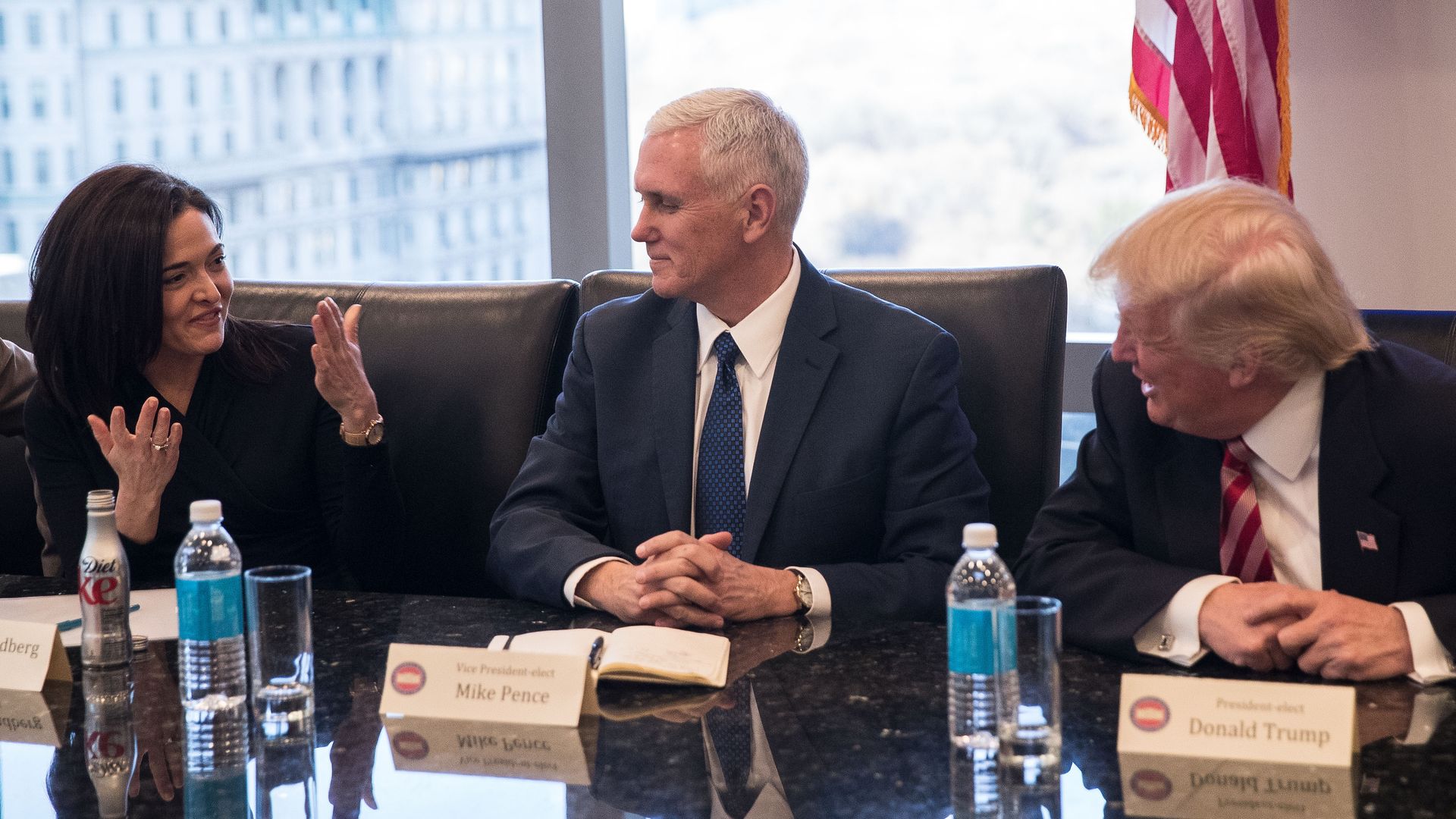 Sheryl Sandberg talks to Donald Trump