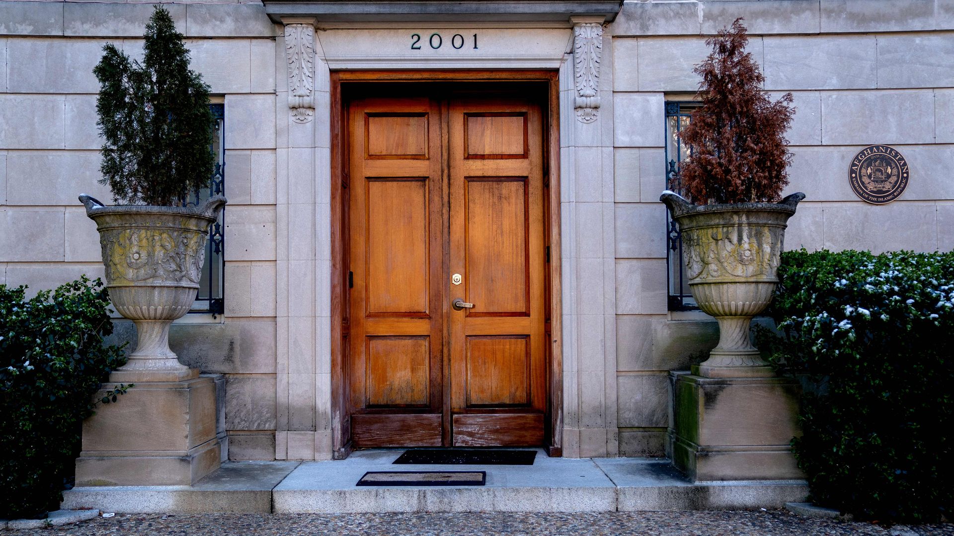 Afghanistan's Embassy in Washington is seen before being shut down this week.