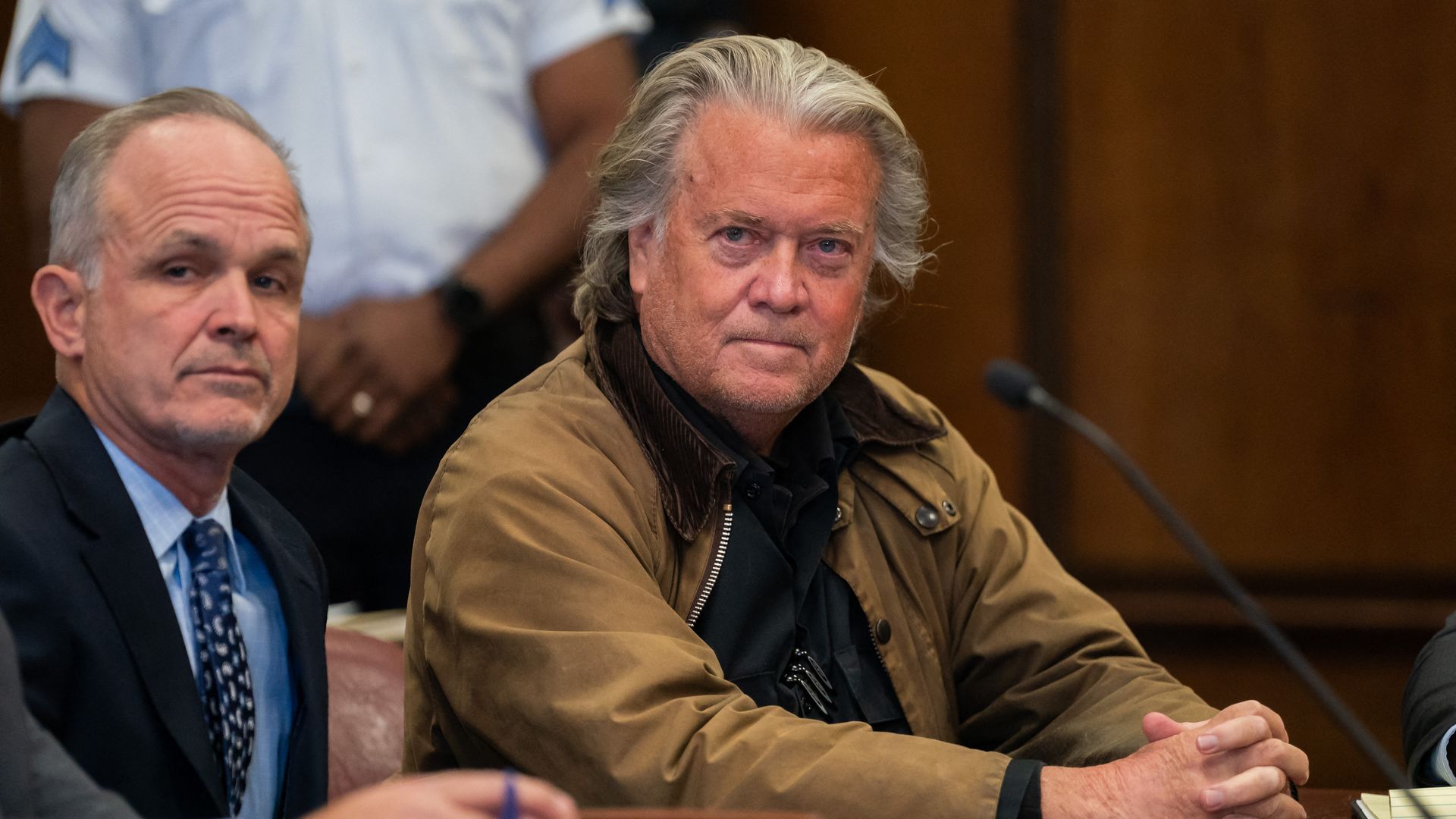 Steve Bannon, a former political advisor to US President-elect Donald Trump, attends his court hearing at Manhattan Criminal Court in New York City on November 12