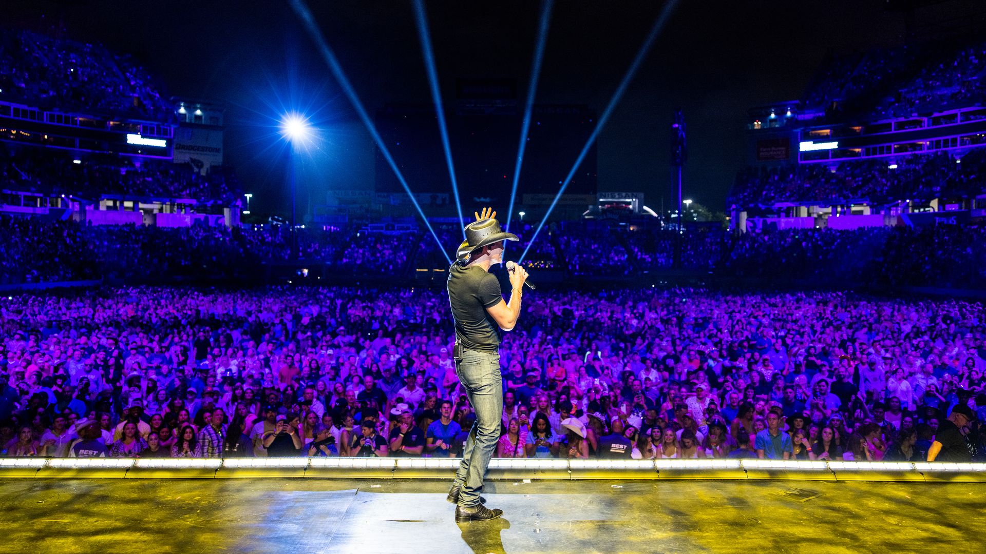 Tim McGraw performs onstage for night 4 of the 50th CMA Fest at Nissan Stadium on June 11, 2023 in Nashville, Tennessee. 