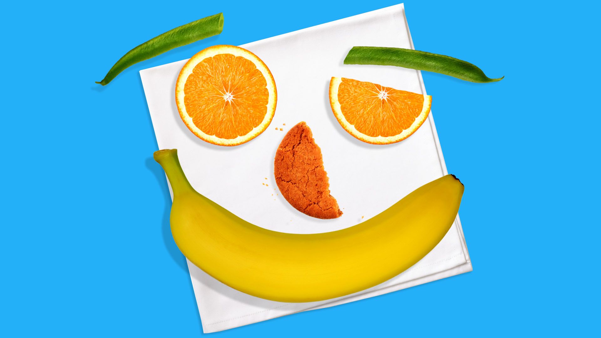Illustration of a lunch shaped like a smiling face