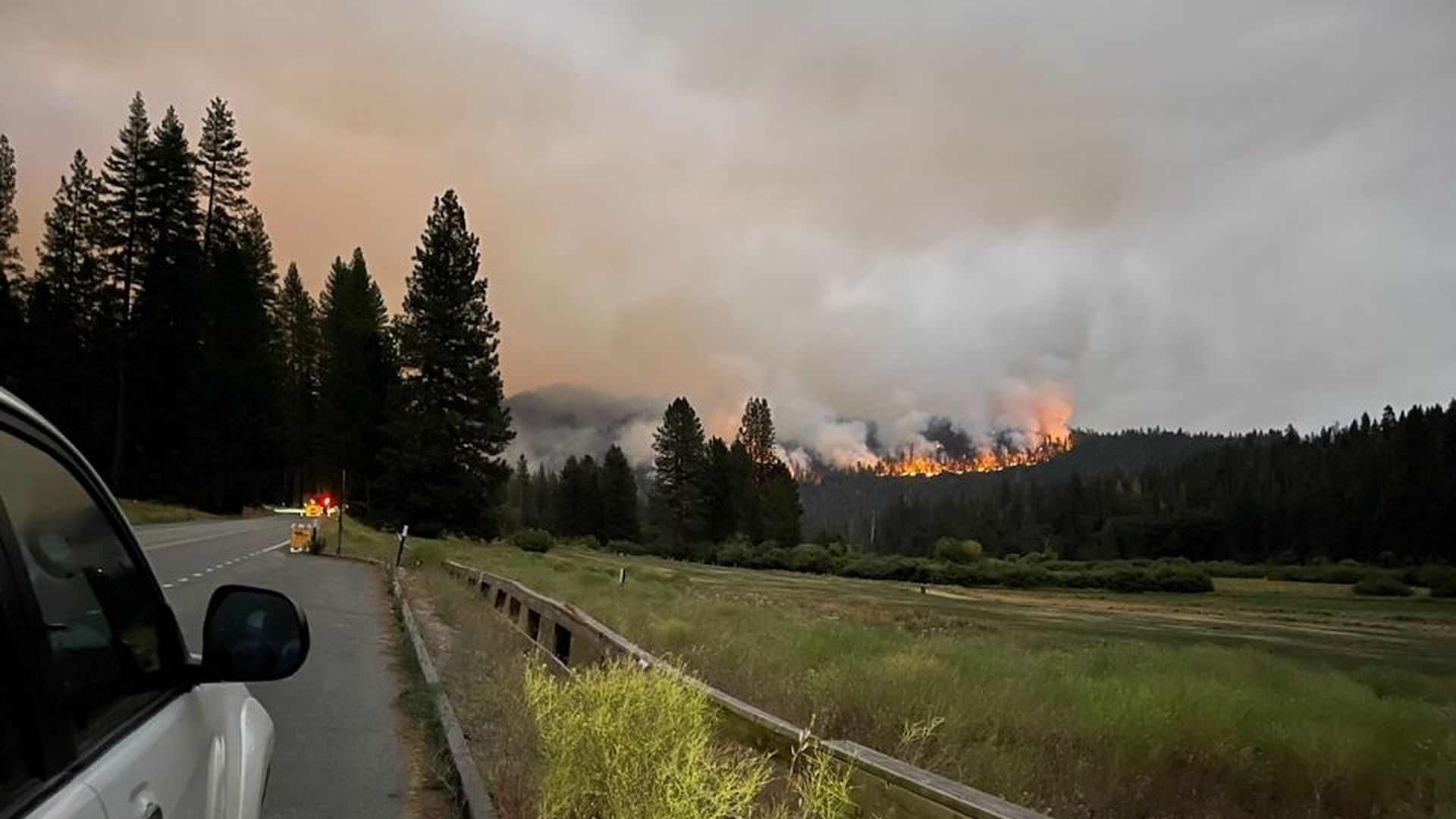 A wildfire burns in Yosemite National Park on July 11, 2022.
