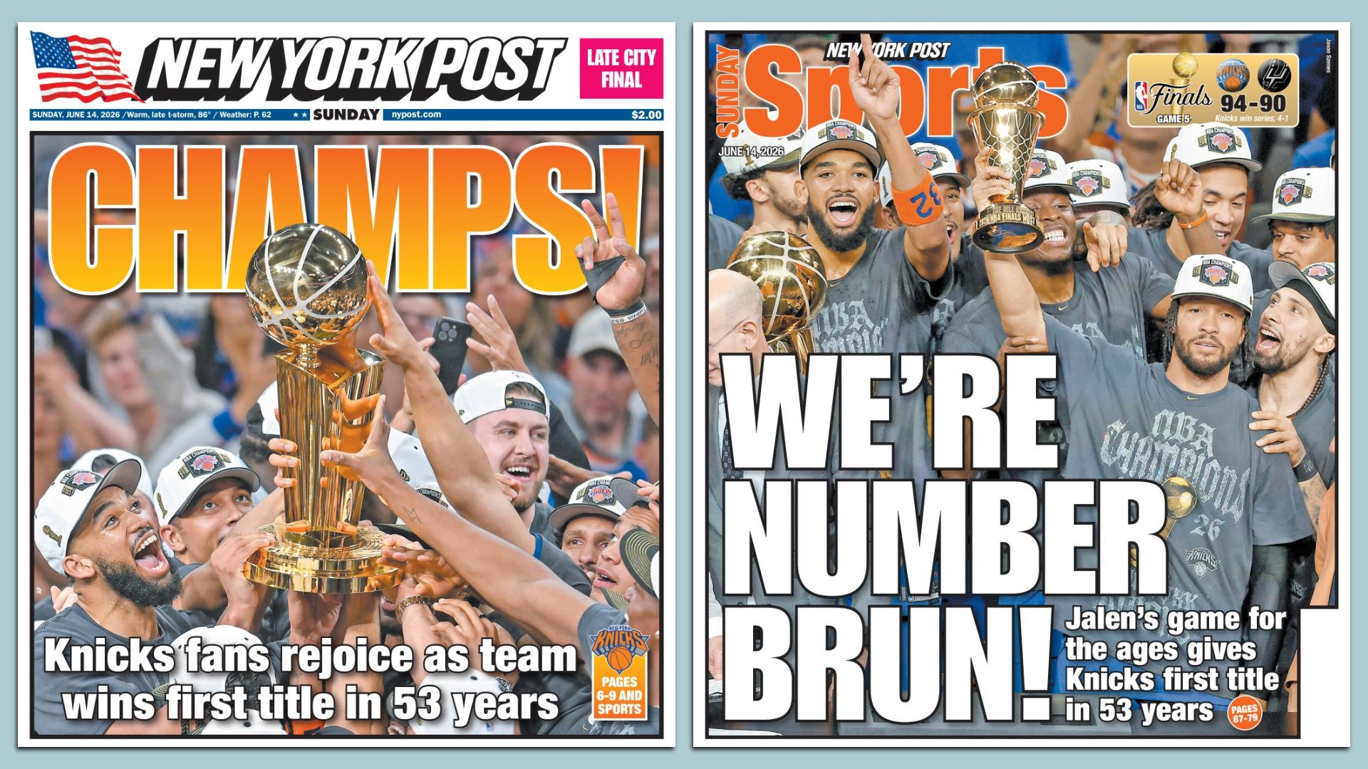 Today's New York Post covers.