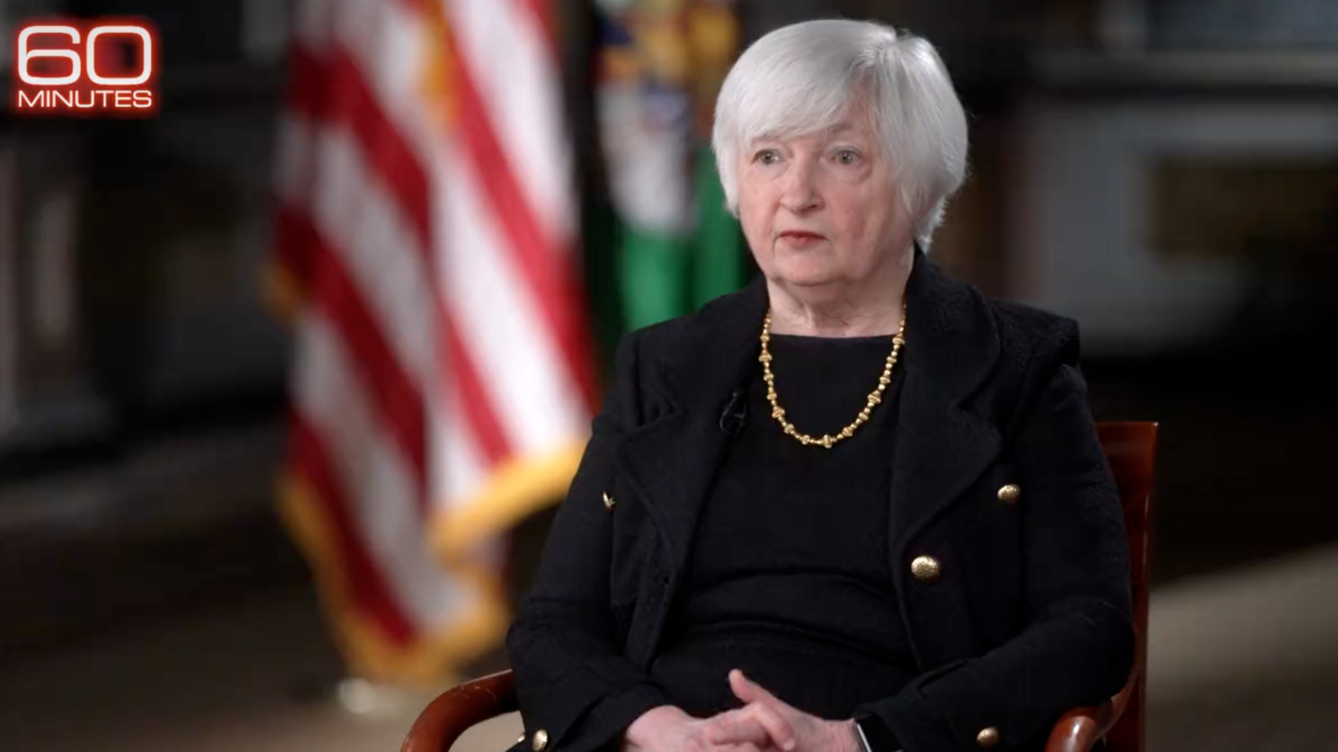 A screenshot of Treasury Secretary Janet Yellen on CBS News' "60 Minutes."